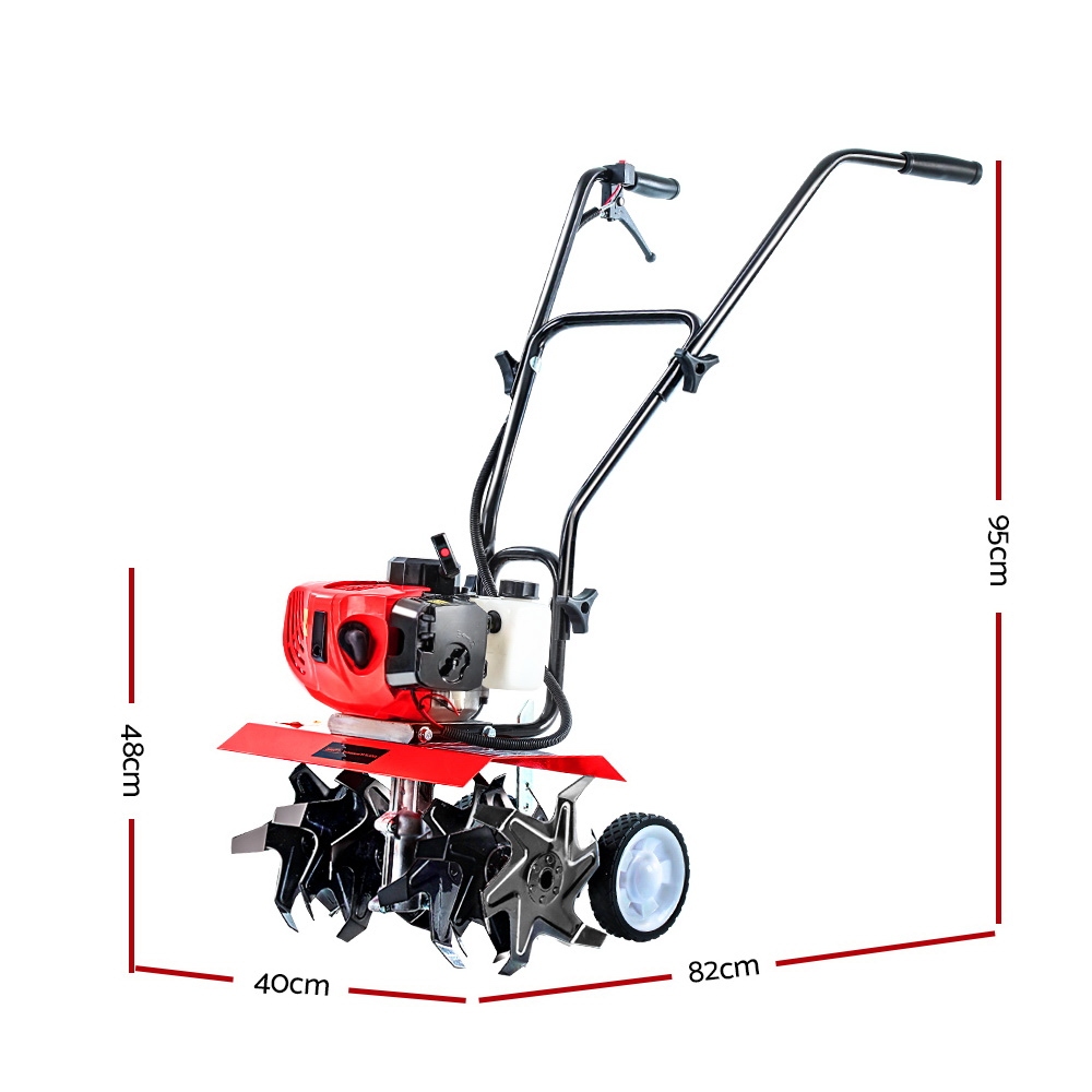 Giantz 65CC Tiller Garden Cultivator Rototiller 6 Blades Soil Plower Rotary Hoe - Image 2