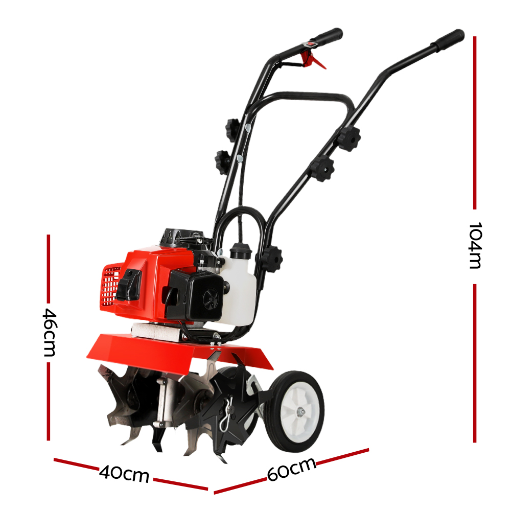 Giantz 63CC Tiller Garden Cultivator Rototiller 4 Blades Soil Plower Rotary Hoe - Image 2