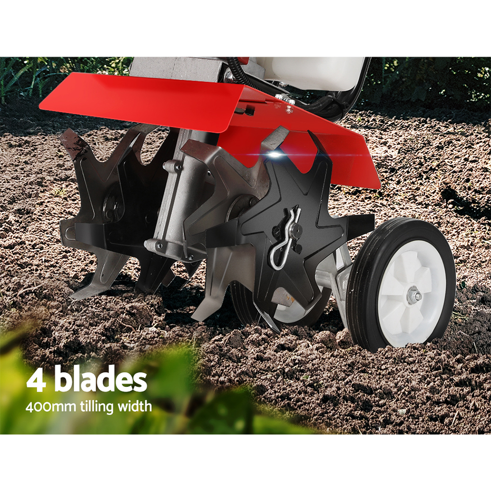 Giantz 63CC Tiller Garden Cultivator Rototiller 4 Blades Soil Plower Rotary Hoe - Image 4
