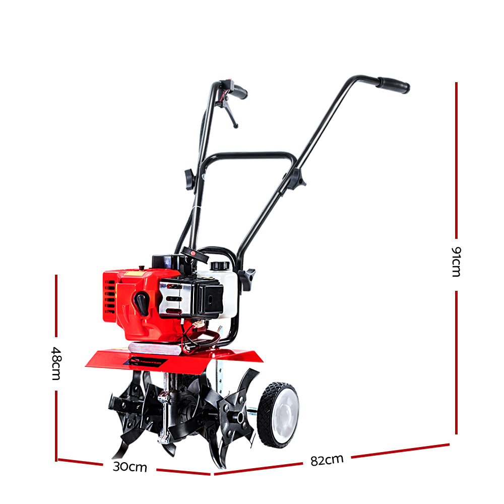 Giantz 65CC Tiller Rototiller Garden Cultivator 4 Blades Soil Power Rotary Hoe - Image 2