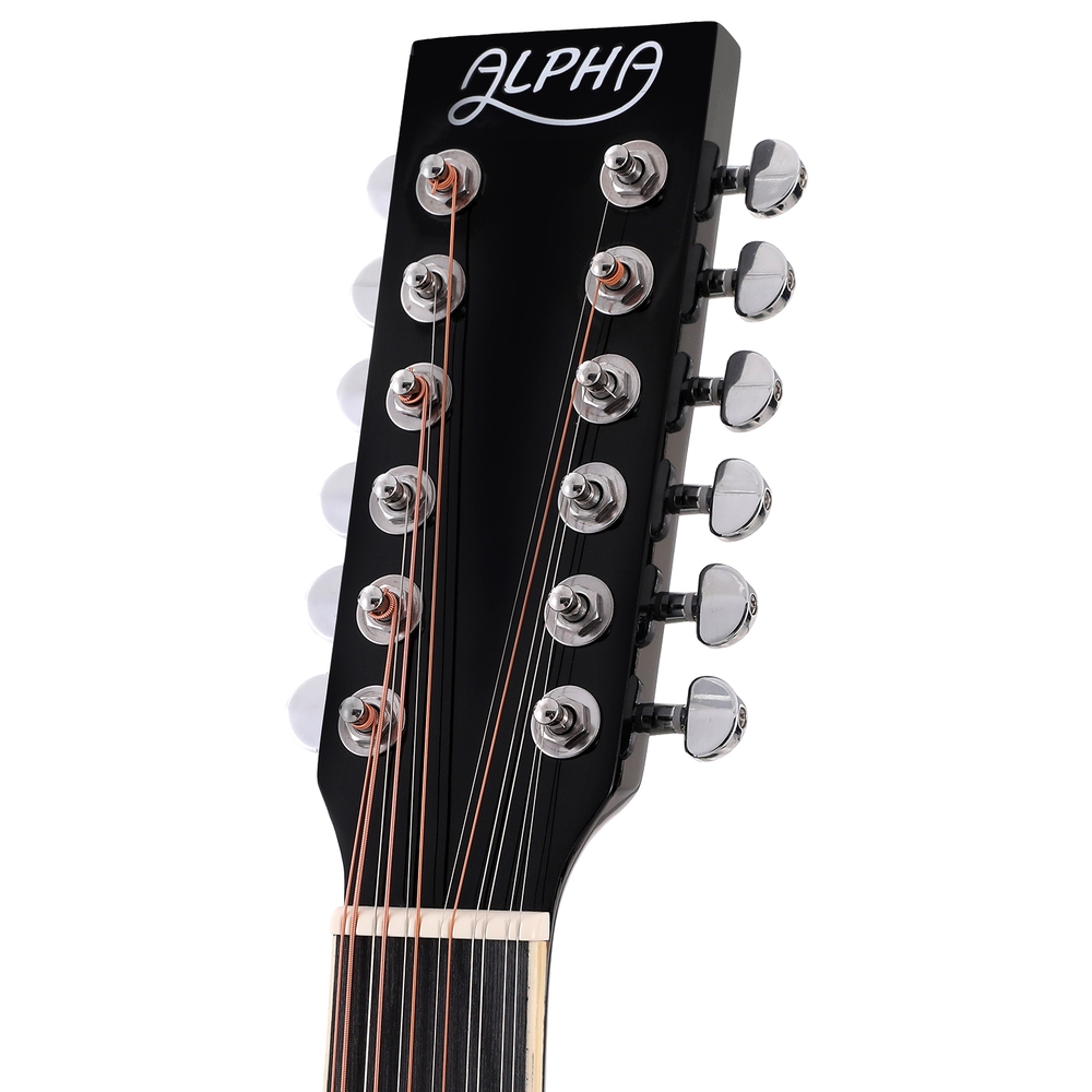 Alpha 42 Inch Acoustic Guitar 12 Strings w/ Equaliser Electric Output Jack Black - Image 3