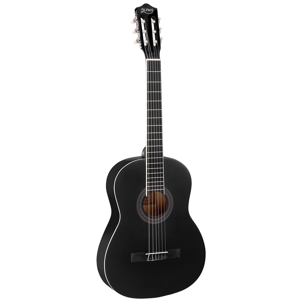 Alpha 39 Inch Classical Guitar Wooden Body Nylon String Beginner Gift Black - Image 1