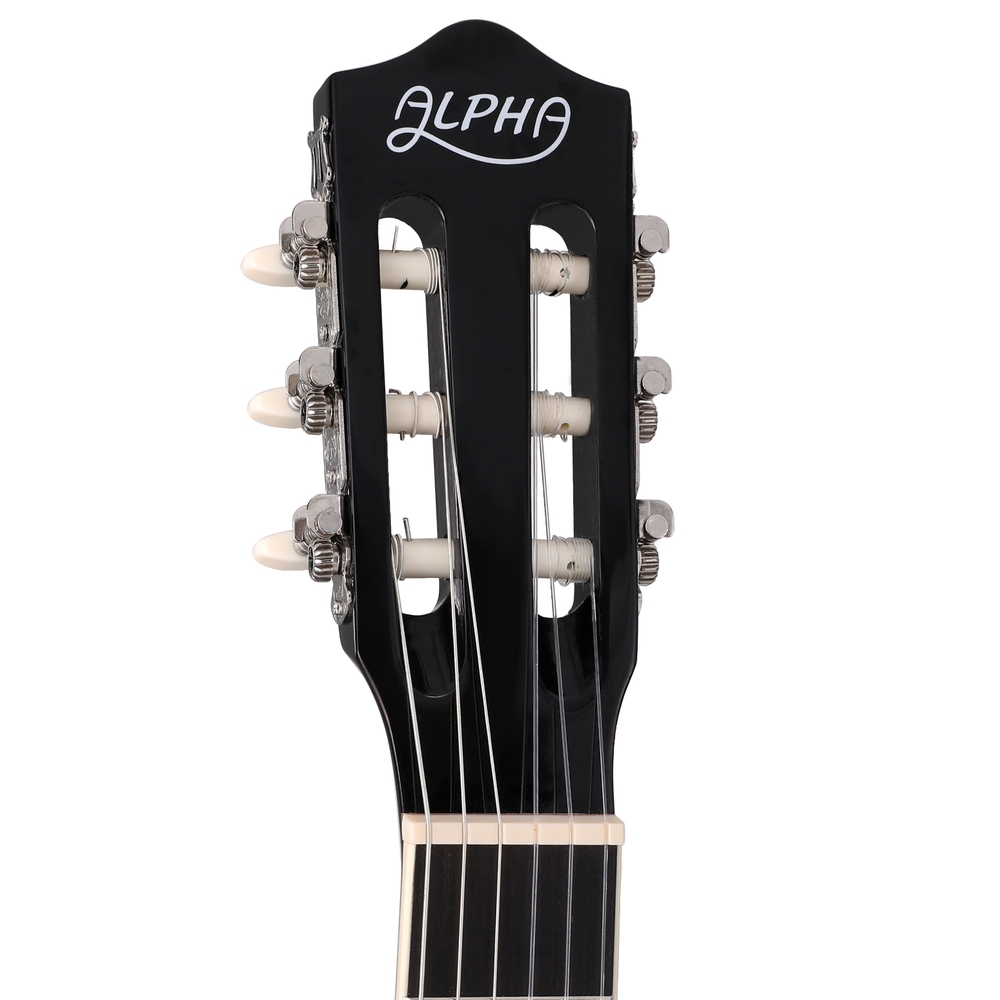 Alpha 39 Inch Classical Guitar Wooden Body Nylon String Beginner Gift Black - Image 3
