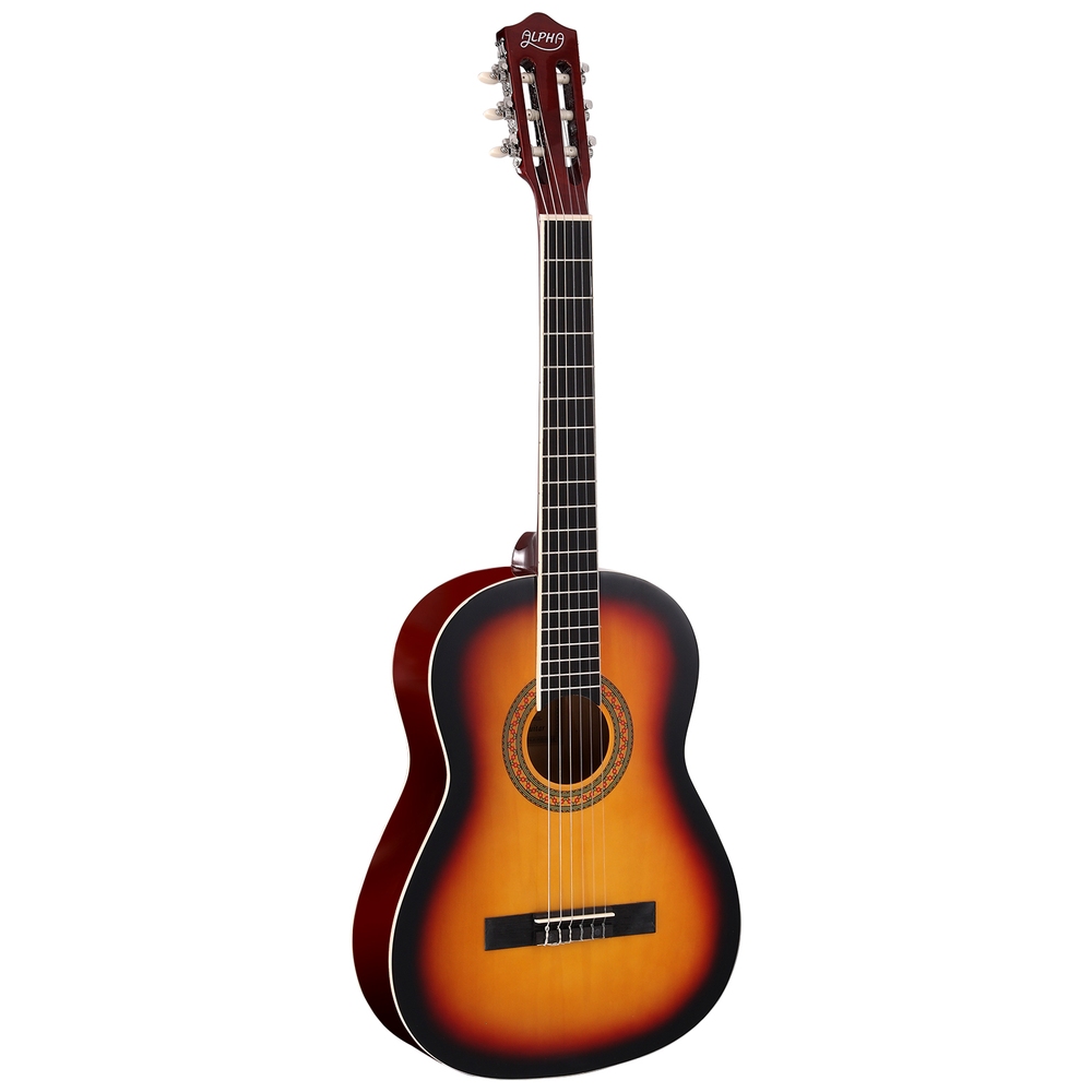 Alpha 39 Inch Classical Guitar Wooden Body Nylon String Beginner Gift Sunburst - Image 1