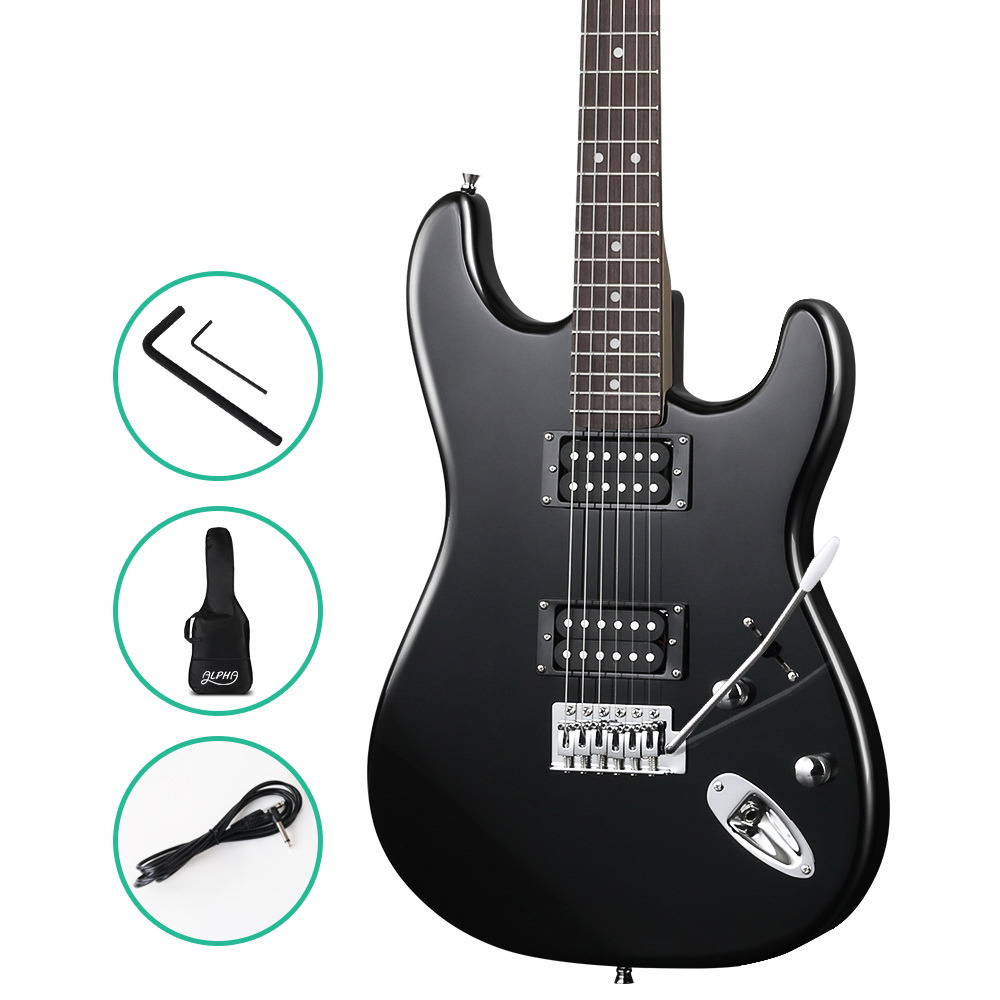 Alpha 41 Inch Electirc Guitar Humbucker Pickup Switch Full Size Black - Image 1