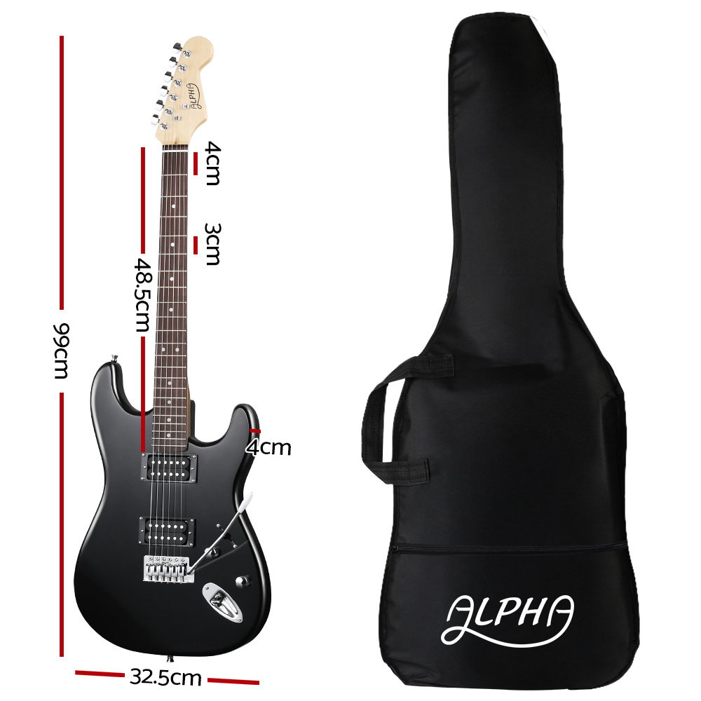 Alpha 41 Inch Electirc Guitar Humbucker Pickup Switch Full Size Black - Image 2