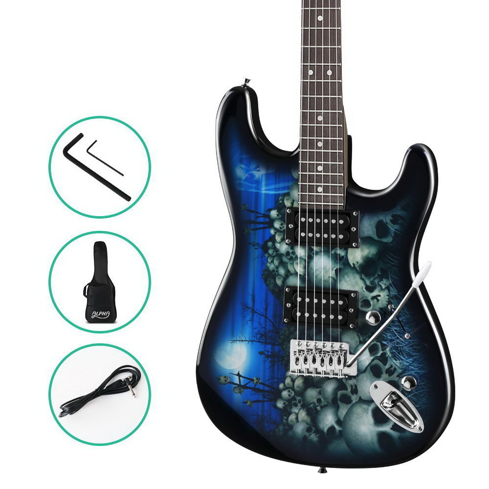 Alpha 41 Inch Electirc Guitar Humbucker Pickup Switch Full Size Skull Pattern - Image 1
