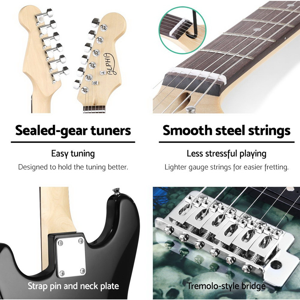 Alpha 41 Inch Electirc Guitar Humbucker Pickup Switch Full Size Skull Pattern - Image 4