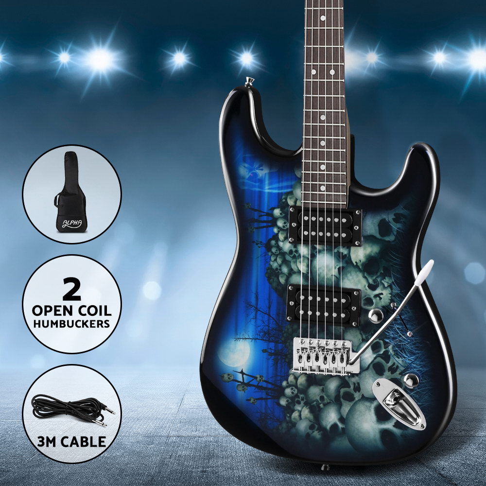 Alpha 41 Inch Electirc Guitar Humbucker Pickup Switch Full Size Skull Pattern - Image 7