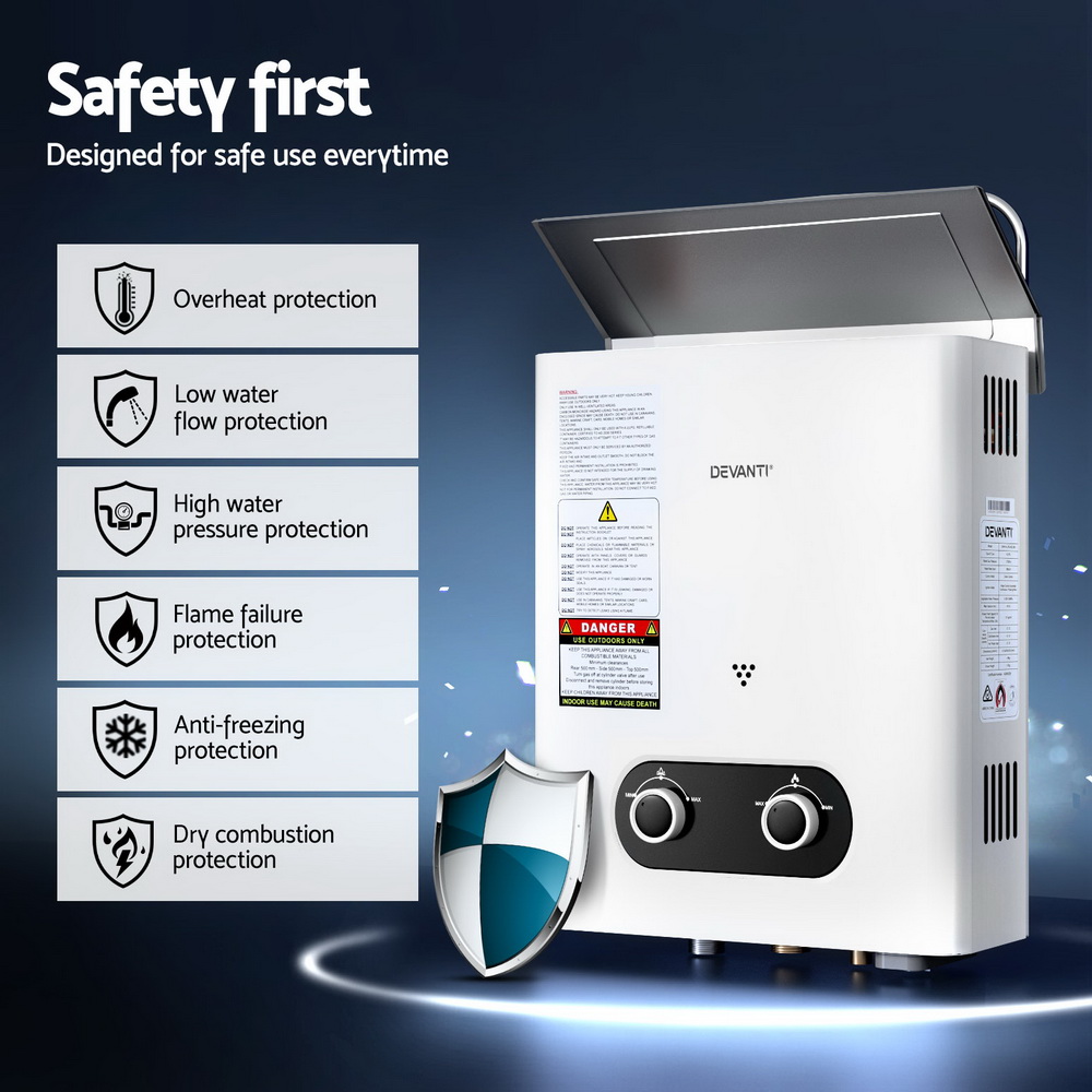 Devanti Portable Gas Water Heater LPG-powered System White With Pump - Image 6