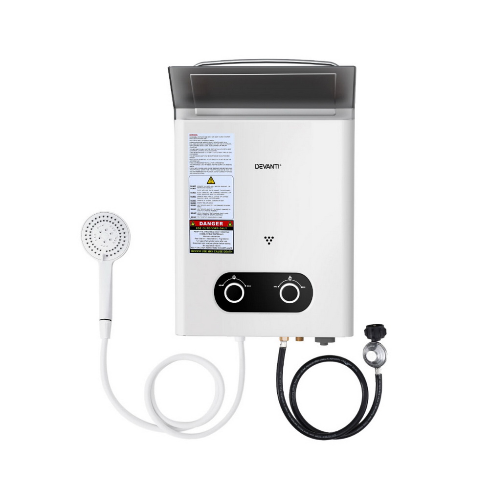 Devanti Portable Gas Water Heater Outdoor Camping Shower White - Image 3