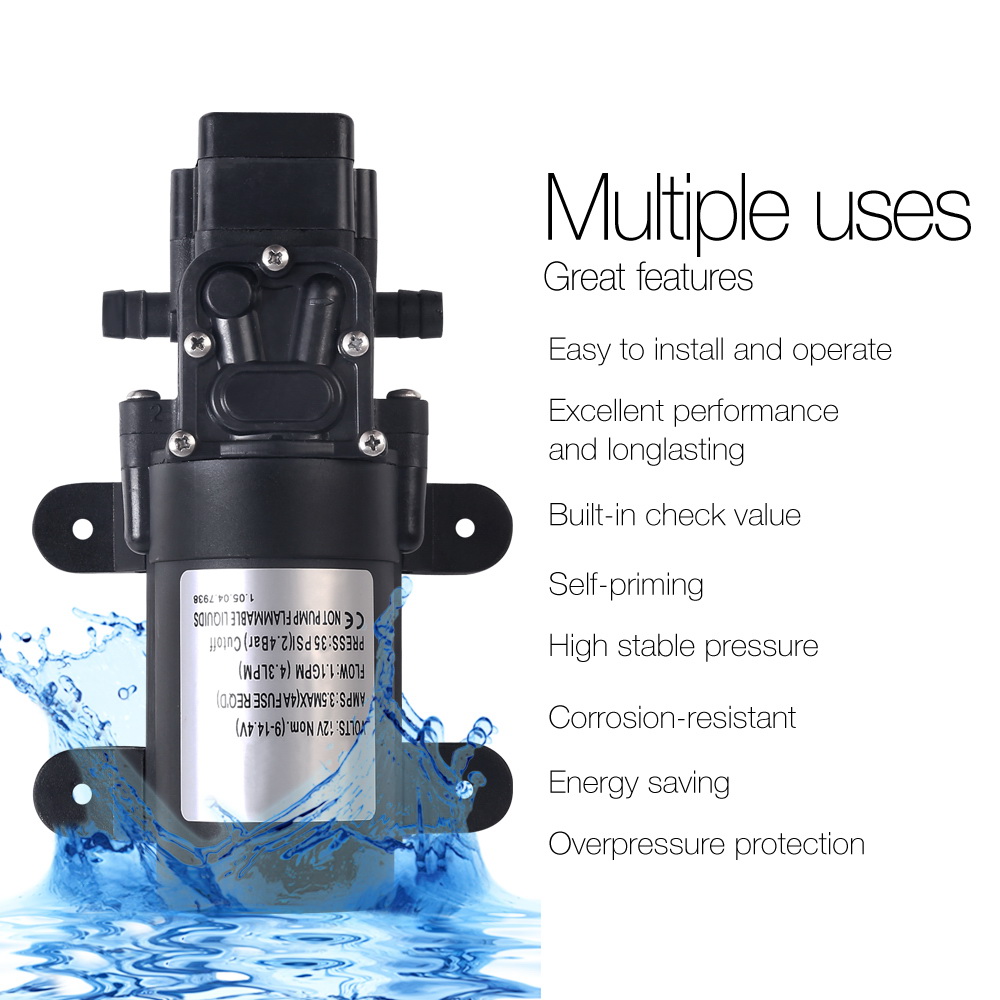 Water Pump 12V Pressure Shower 4.3L/Min - Image 3