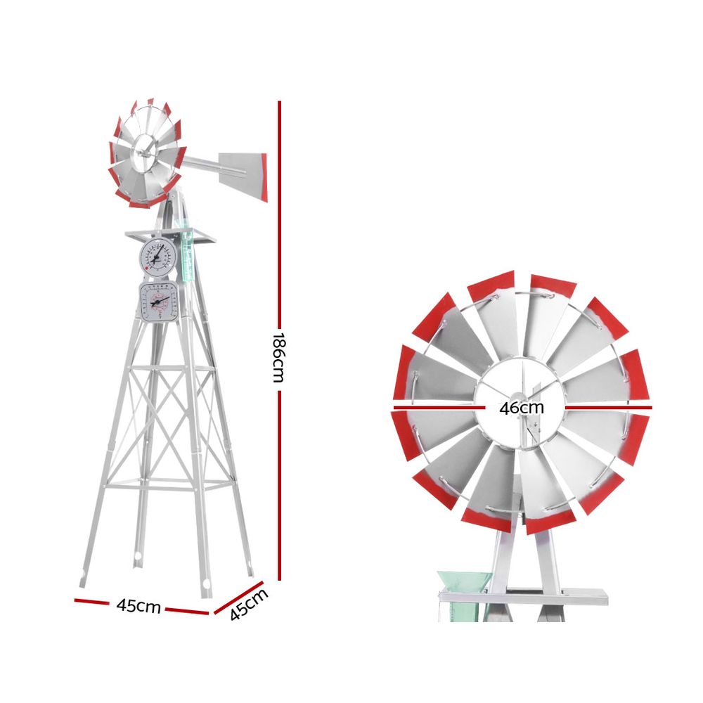 Garden Windmill 6FT 186cm Metal Ornaments Outdoor Decor Ornamental Wind Will - Image 2