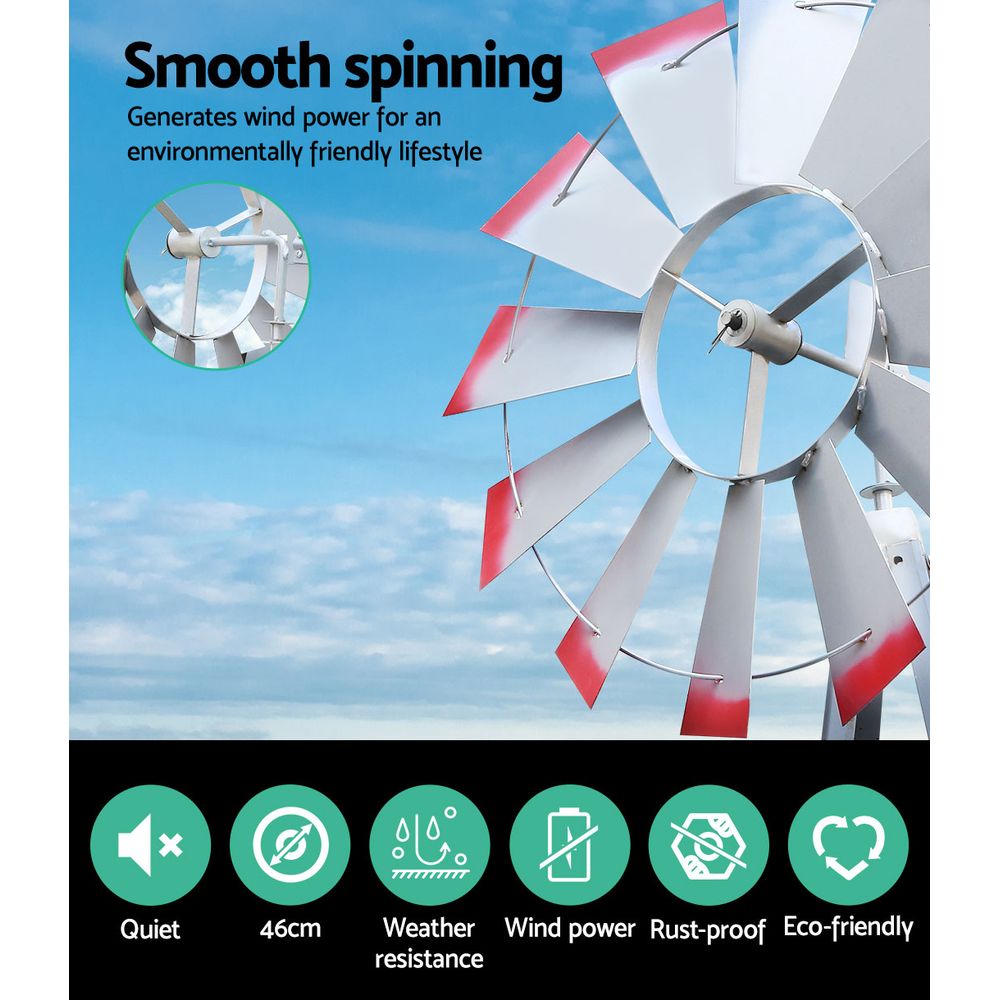 Garden Windmill 6FT 186cm Metal Ornaments Outdoor Decor Ornamental Wind Will - Image 4