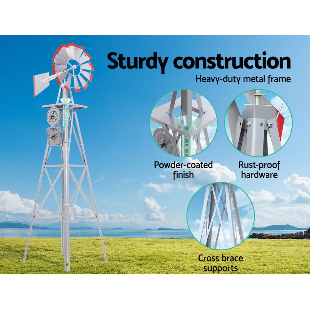 Garden Windmill 6FT 186cm Metal Ornaments Outdoor Decor Ornamental Wind Will - Image 6