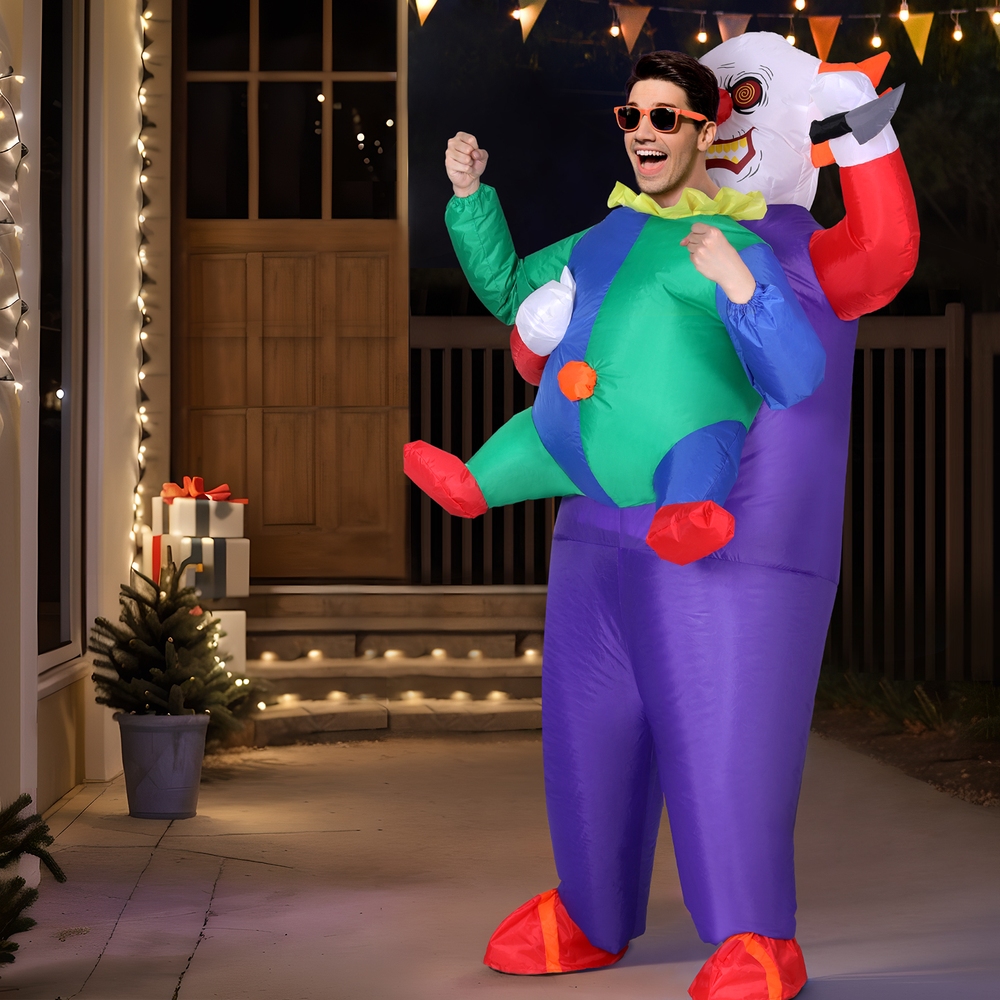 Inflatable Clown Costume Adult Suit Blow Up Party Fancy Dress Halloween Cosplay - Image 7