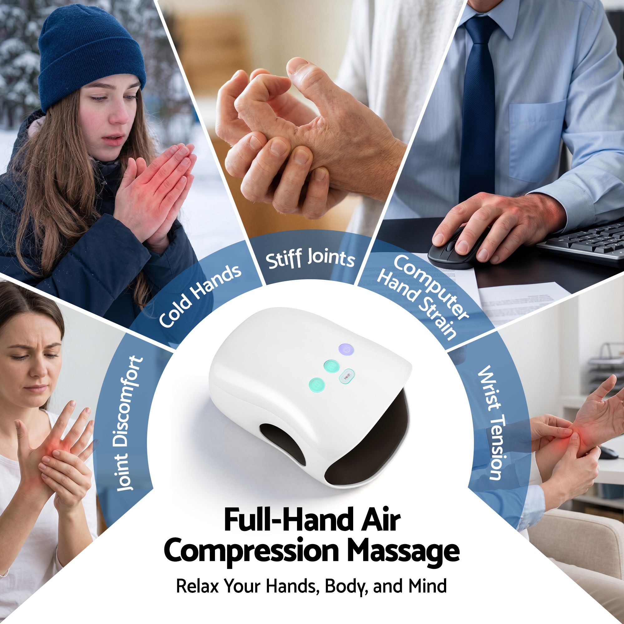 Livemor Hand Massager with Heat and Compression Cordless 3 Modes 3 Temperatures - Image 4