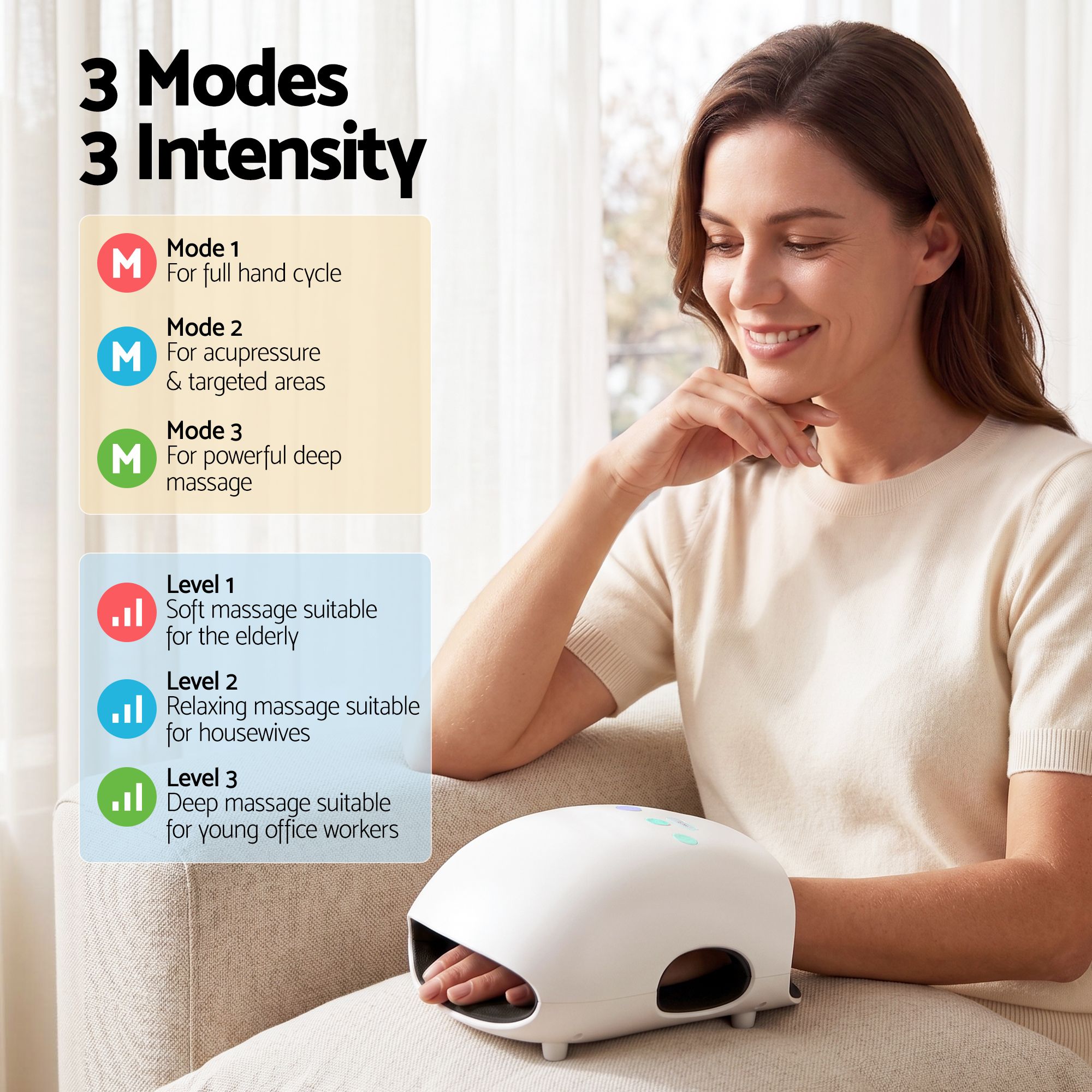 Livemor Hand Massager with Heat and Compression Cordless 3 Modes 3 Temperatures - Image 7