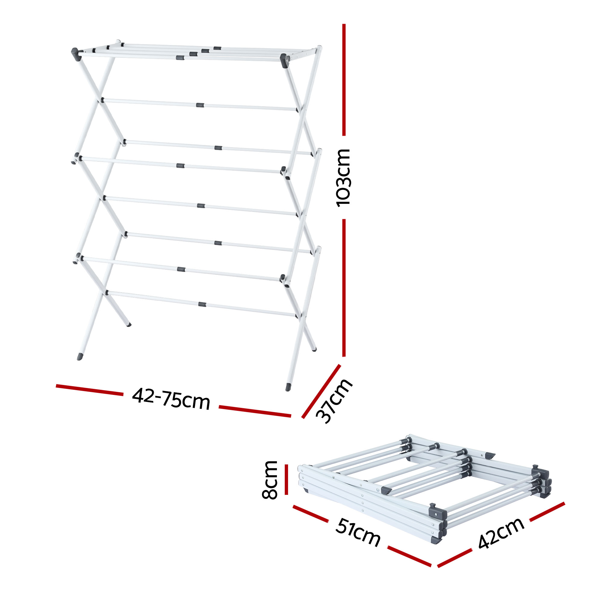 Artiss Clothes Rack Foldable Airer Drying Rack Portable No Assembly Required - Image 2