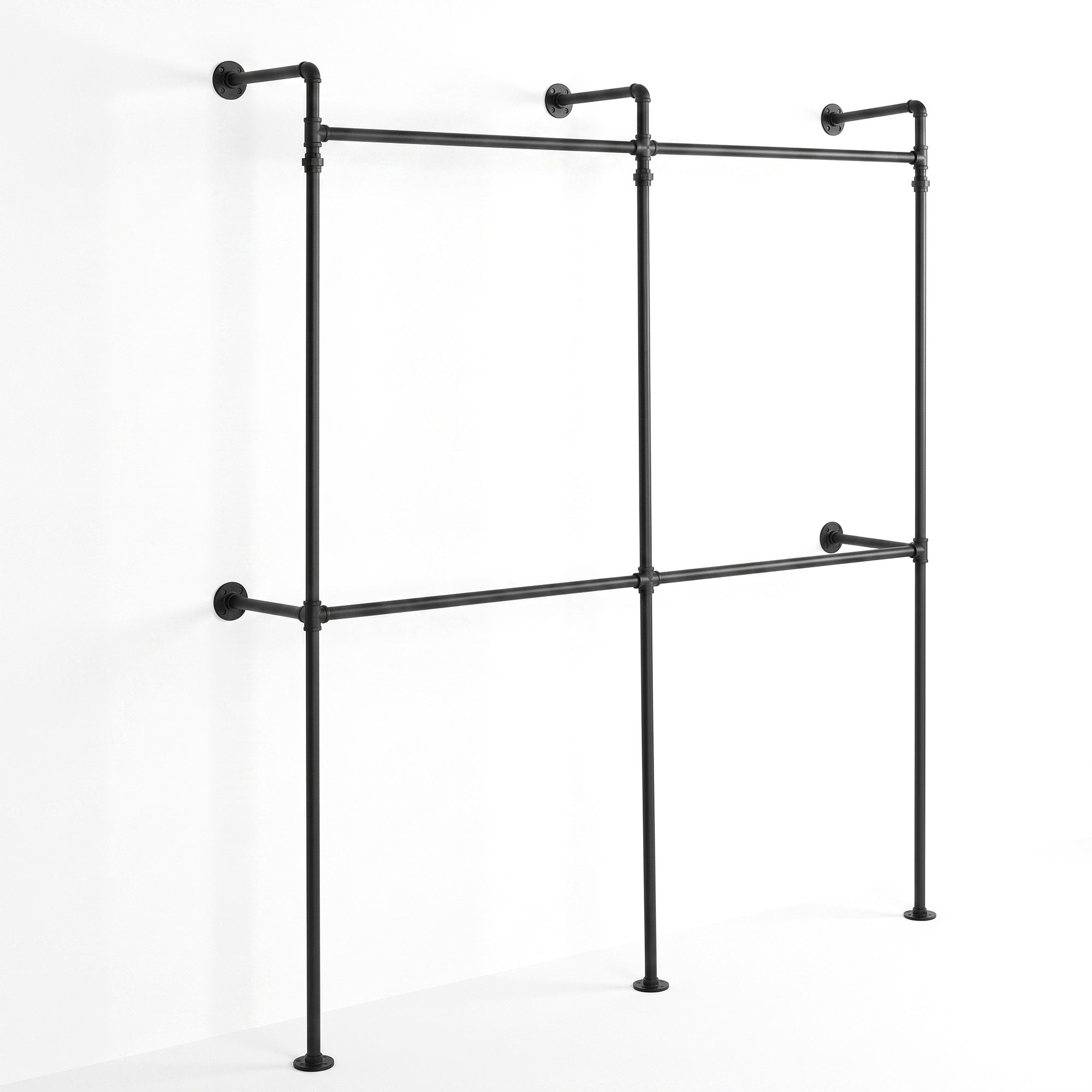 Artiss Industrial Pipe Clothing Rack Garment Clothes Display Stand Wall Mounted - Image 2