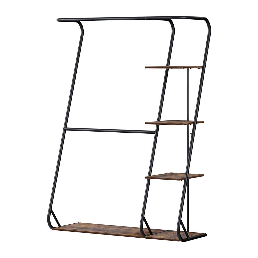 Artiss Wardrobe Clothes Rack Airer 4-Tier Walnut - Image 3