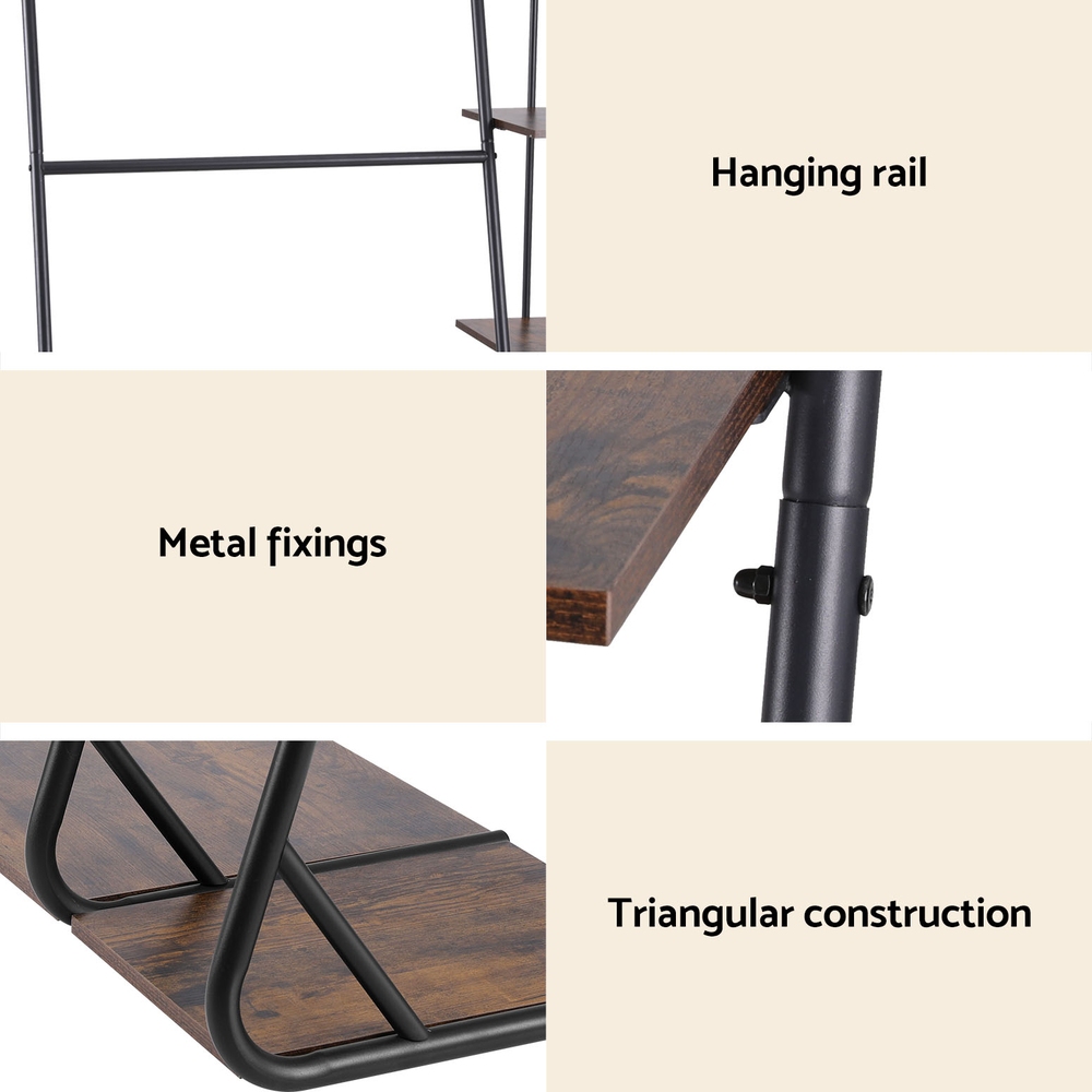 Artiss Wardrobe Clothes Rack Airer 4-Tier Walnut - Image 8