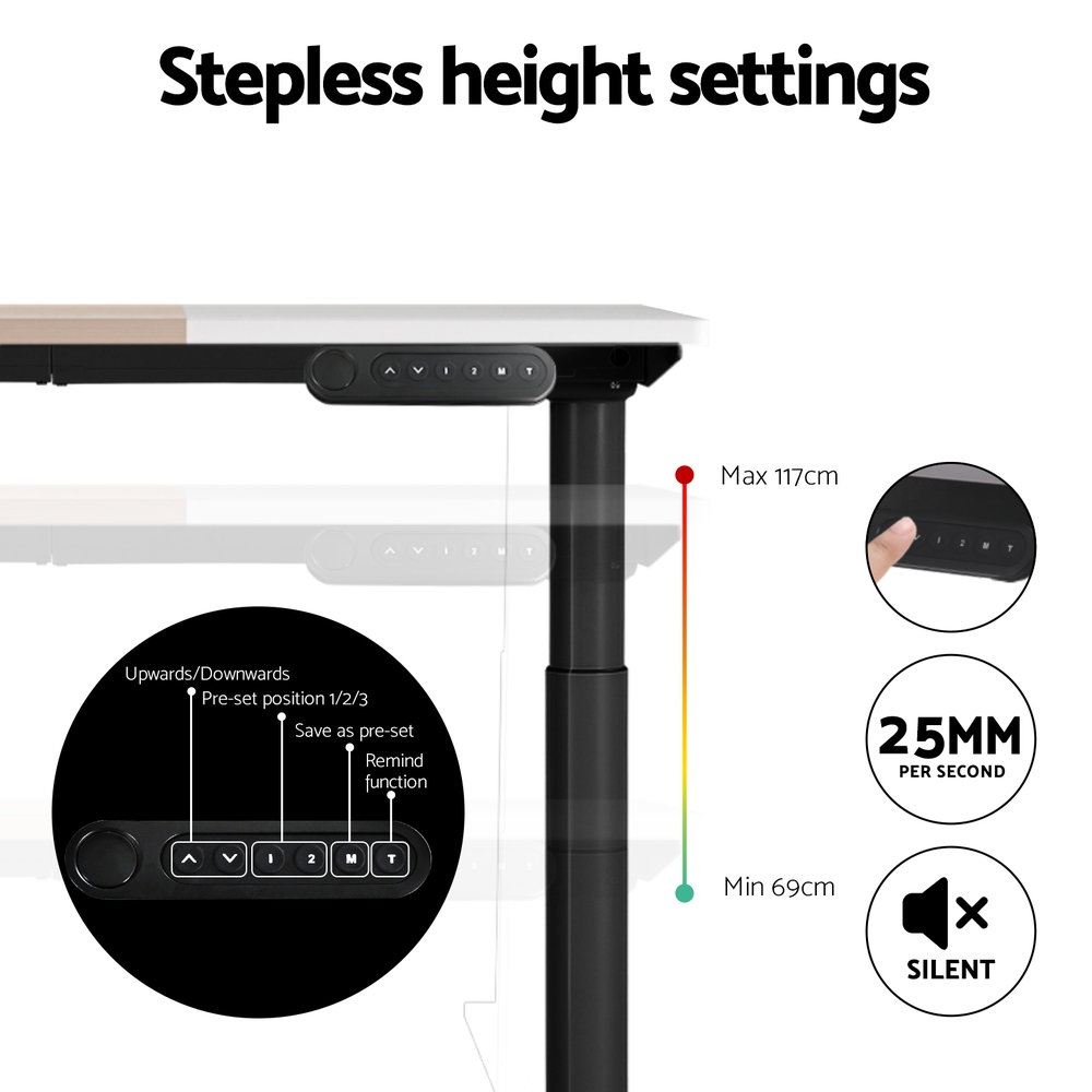 Artiss Standing Desk Motorised Electric Dual Motor 140CM - Image 5