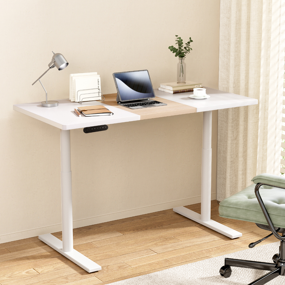 Artiss Standing Desk Motorised Electric Dual Motor 140CM White Pine - Image 1