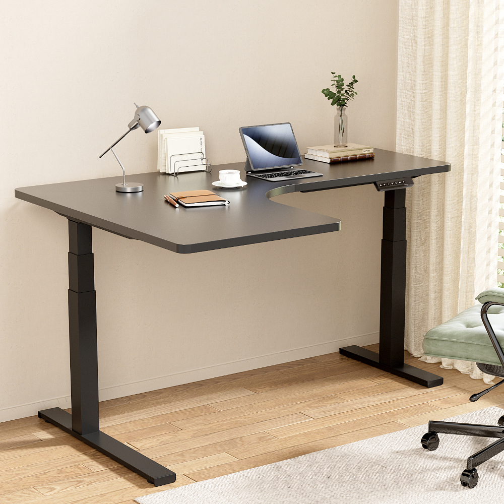 Artiss Standing Desks L-shape Motorised 160CM Black - Image 1