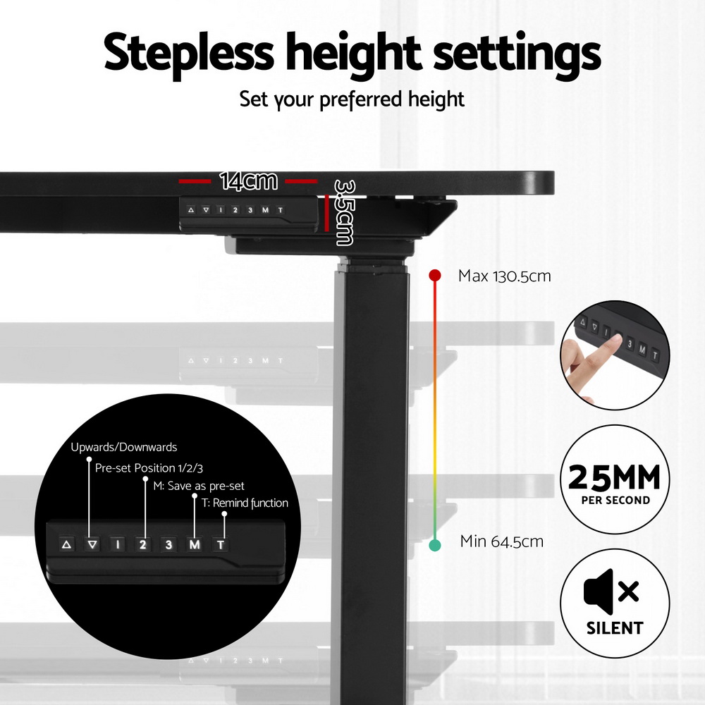 Artiss Standing Desks L-shape Motorised 160CM Black - Image 5