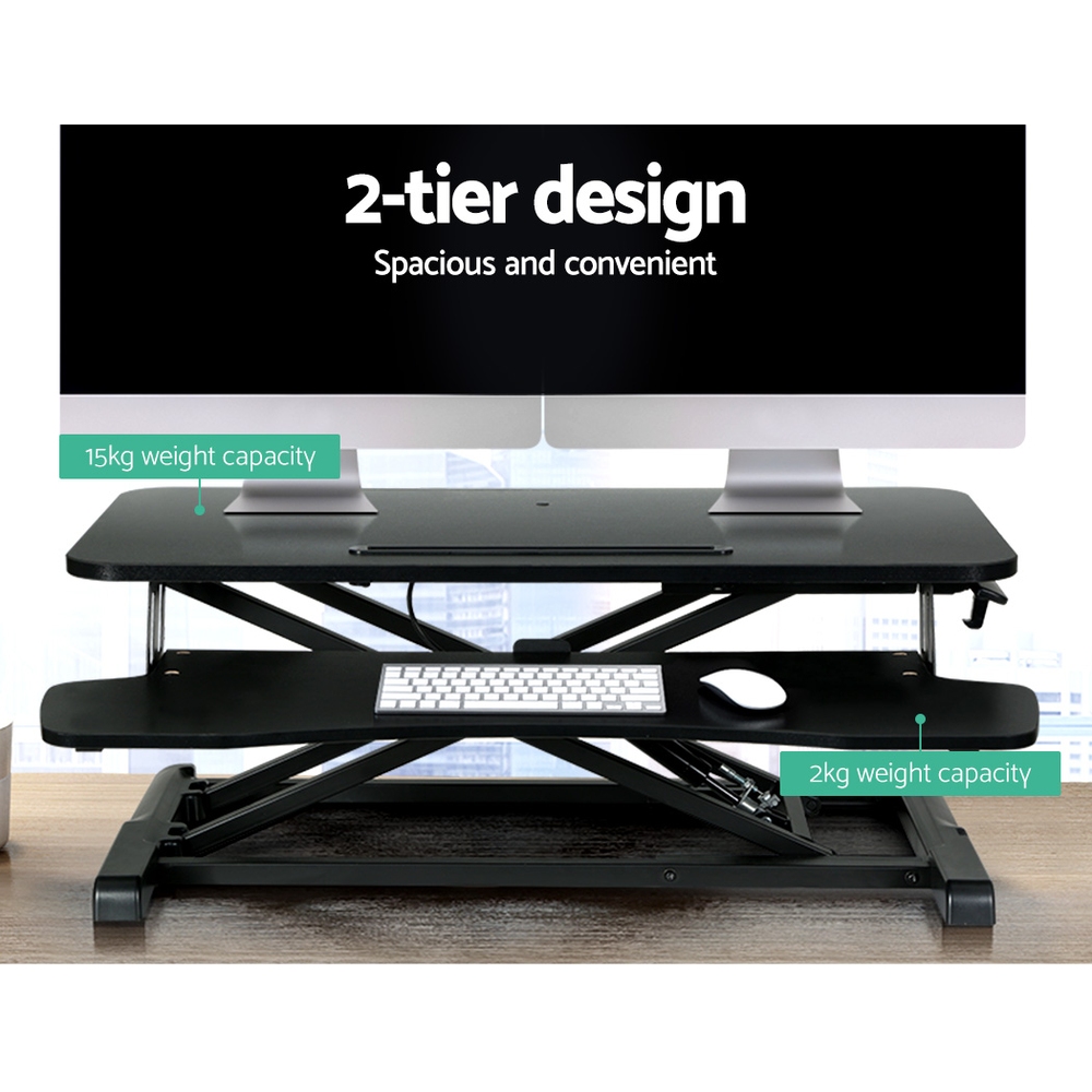 Artiss Standing Desk Riser Height Adjustable Black 80CM - Image 5