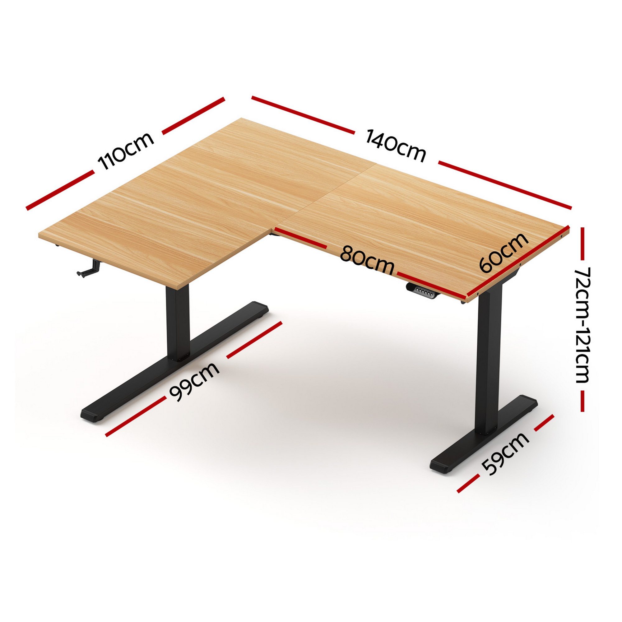 Artiss L-Shape Electric Standing Desk Sit Stand Up Height Adjustable Motorised - Image 2