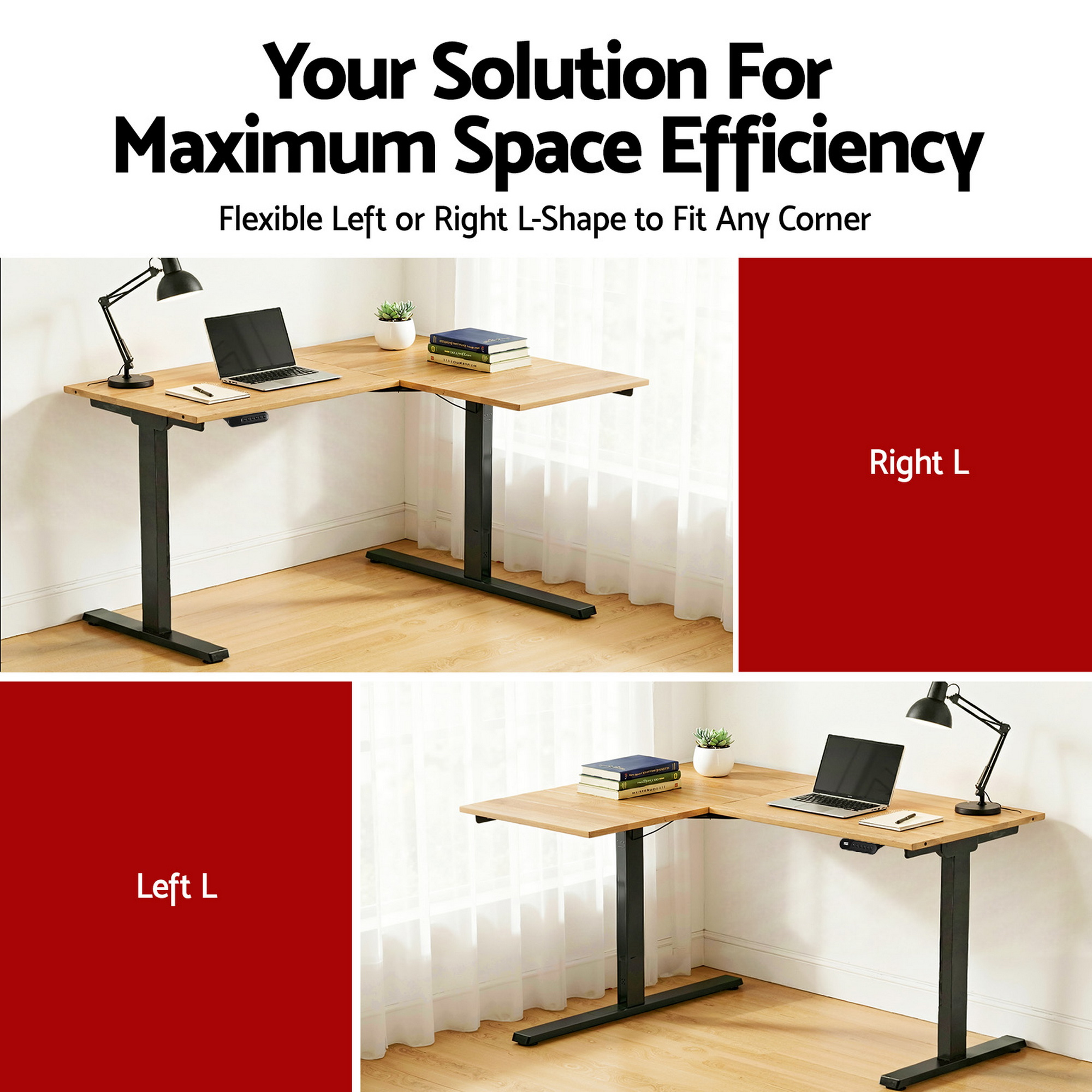 Artiss L-Shape Electric Standing Desk Sit Stand Up Height Adjustable Motorised - Image 6