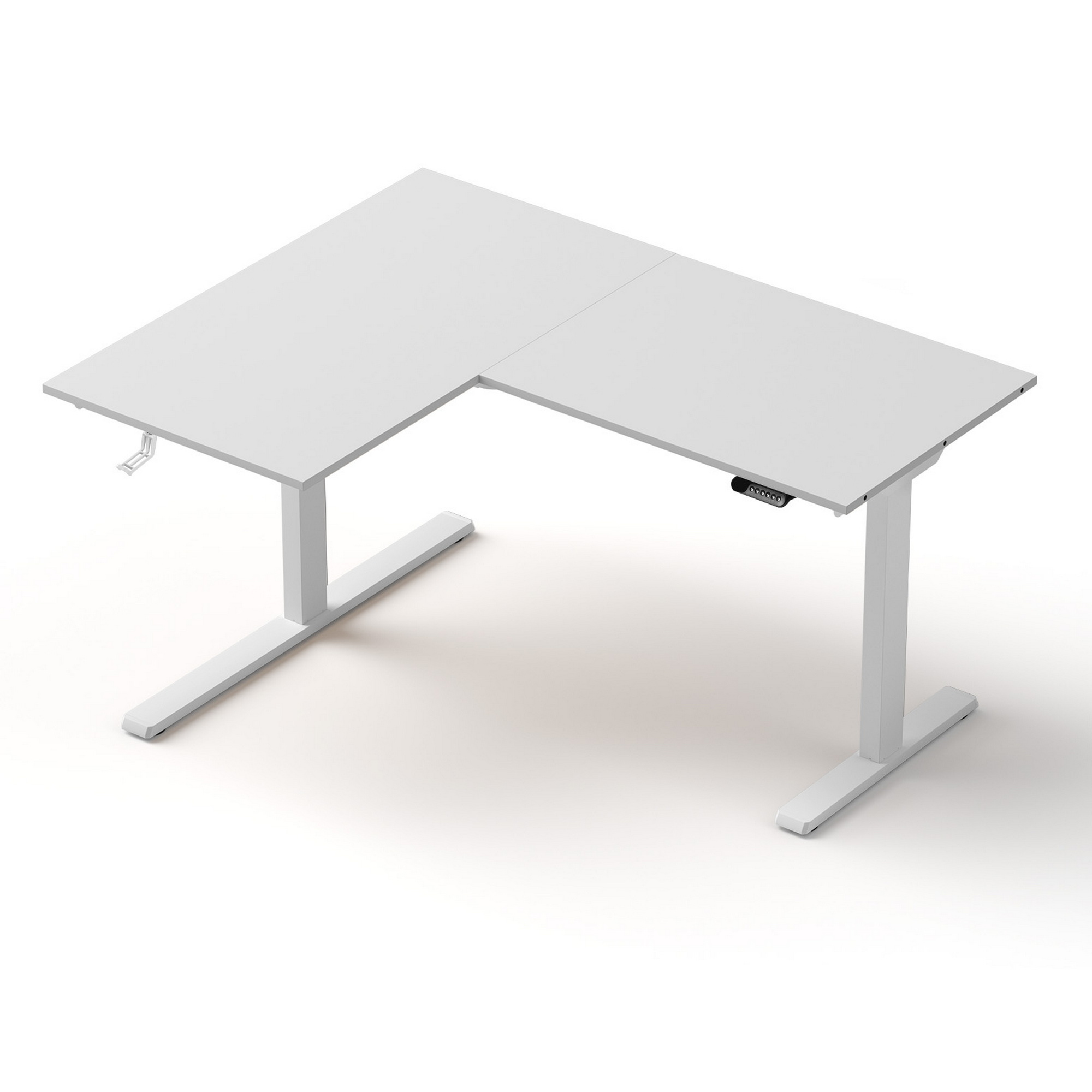 Artiss L-Shape Standing Desk Sit Stand Up Height Adjustable Electric Motorised White - Image 1