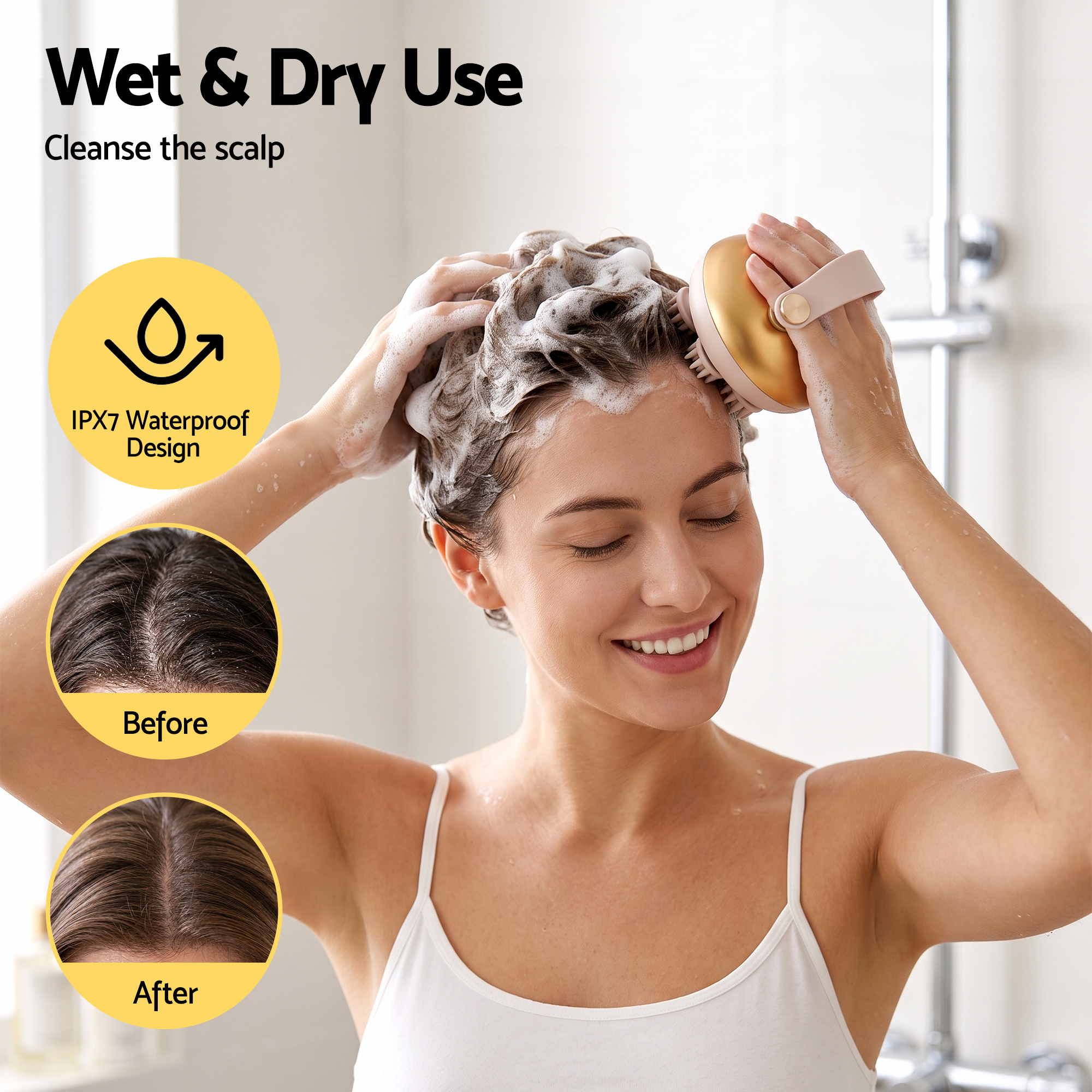 Livemor Scalp Massager Kneading Head Massager Scalp Stress Relax Portable Rechargeable Hair Massager Shower Massage Waterproof Cat Massager Scratcher, Gift for Mom Dad - Image 7