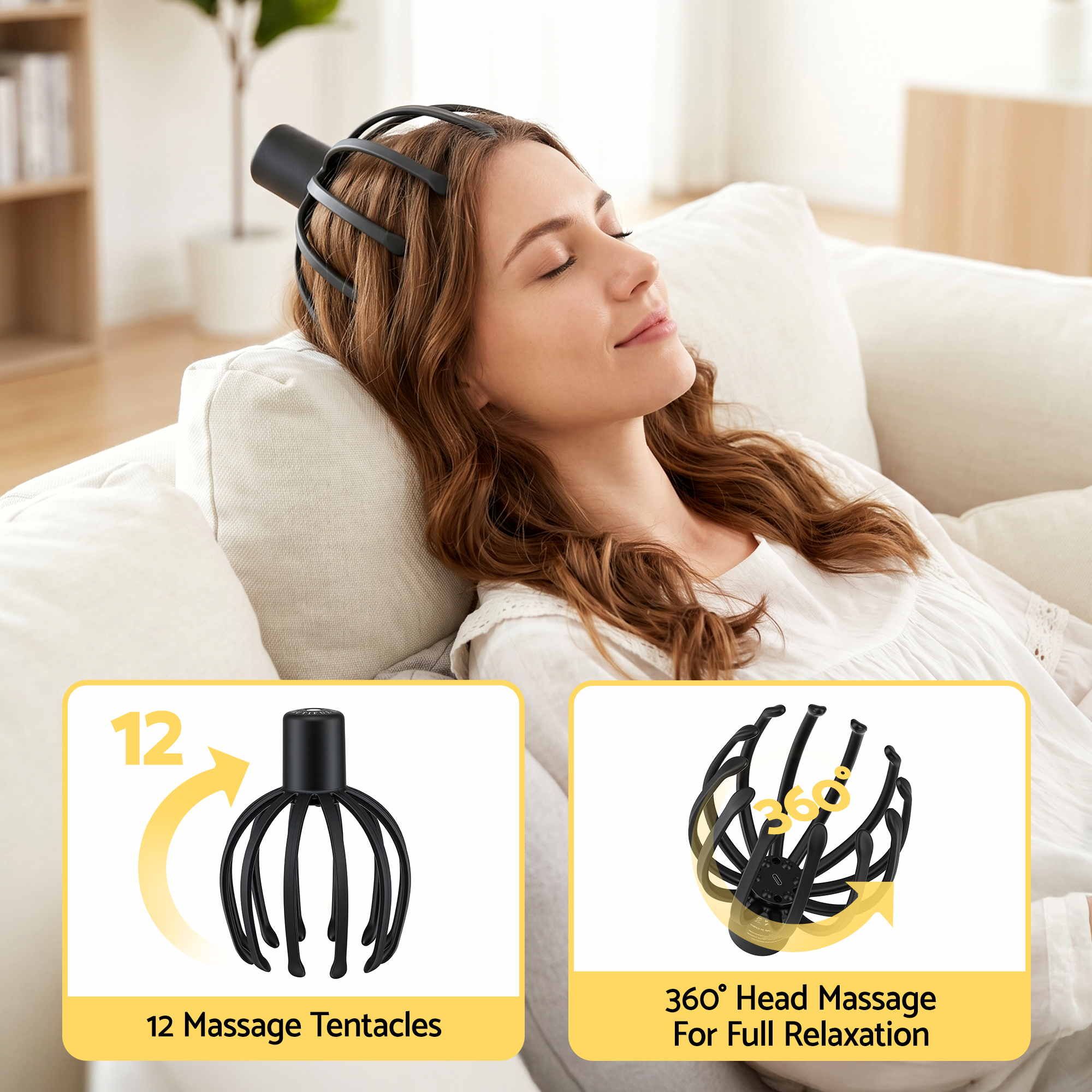 Livemor Head Massager Scalp Electric with 3 Modes, 360 Degree Head Massager Cordless Portable, Head Scratcher for Stress Relax - Image 7