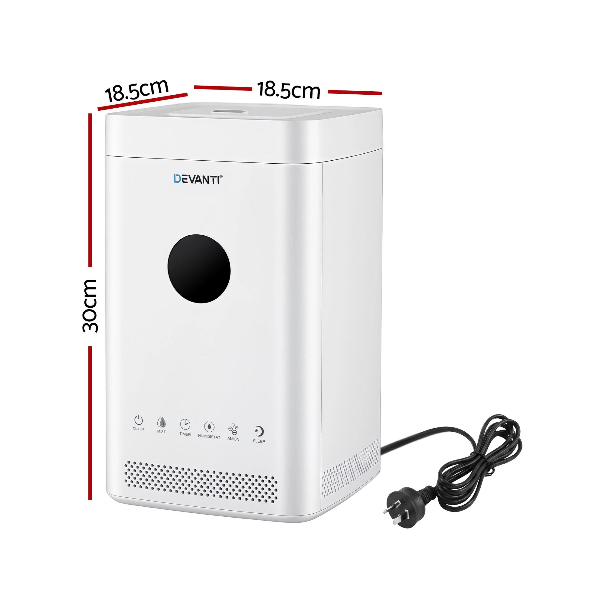 Devanti Ultrasonic Humidifier Air Purifier Top Fill Auto Humidity 3.5L White - Image 2
