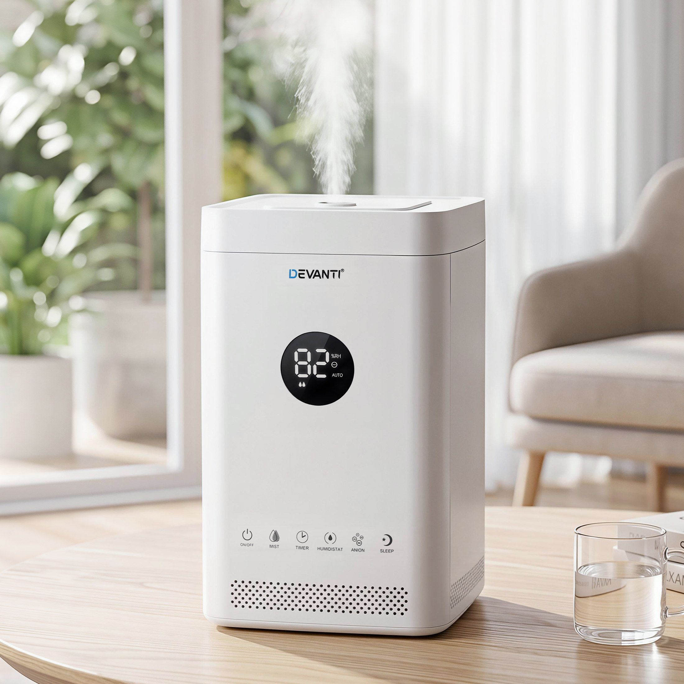 Devanti Ultrasonic Humidifier Air Purifier Top Fill Auto Humidity 3.5L White - Image 5