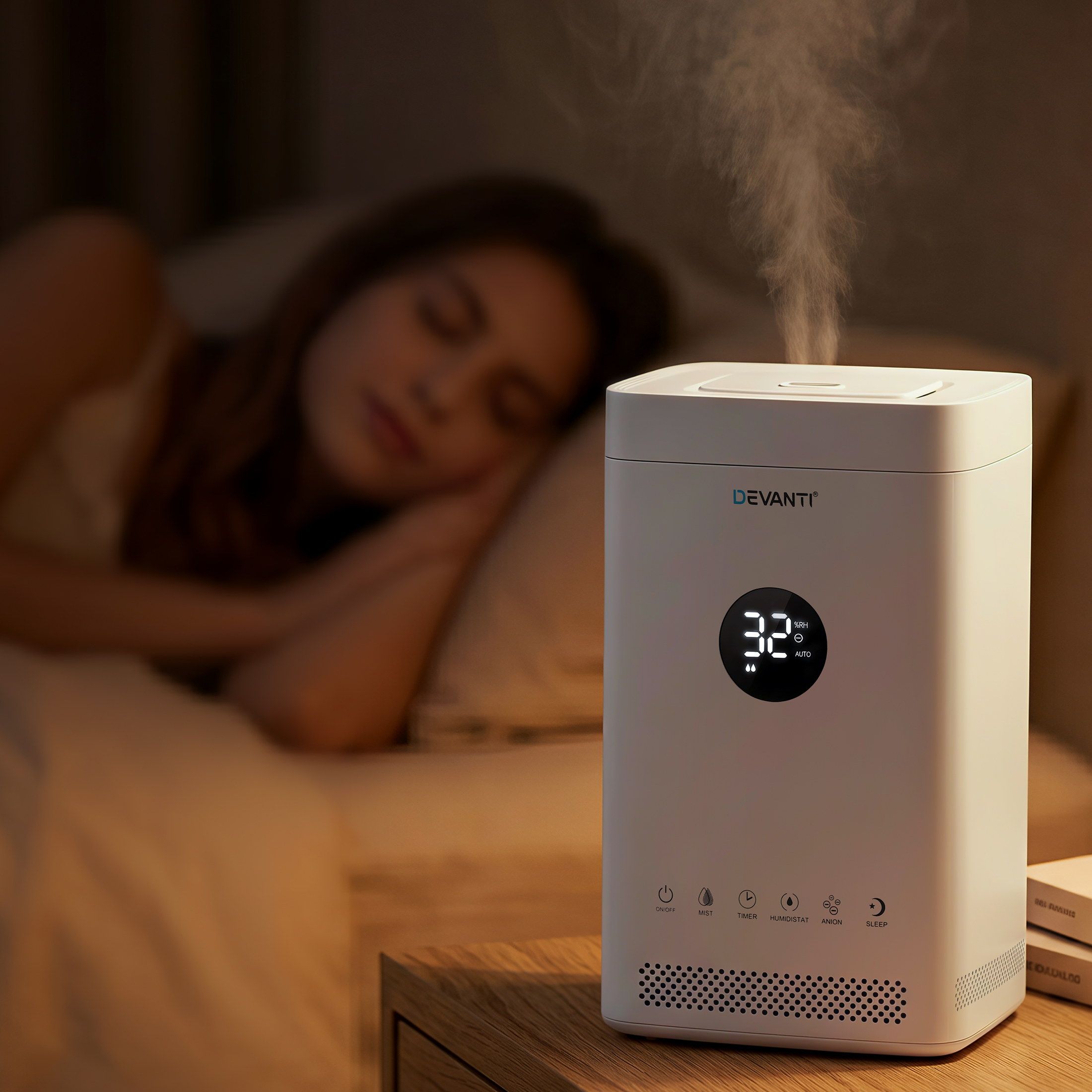 Devanti Ultrasonic Humidifier Air Purifier Top Fill Auto Humidity 3.5L White - Image 6