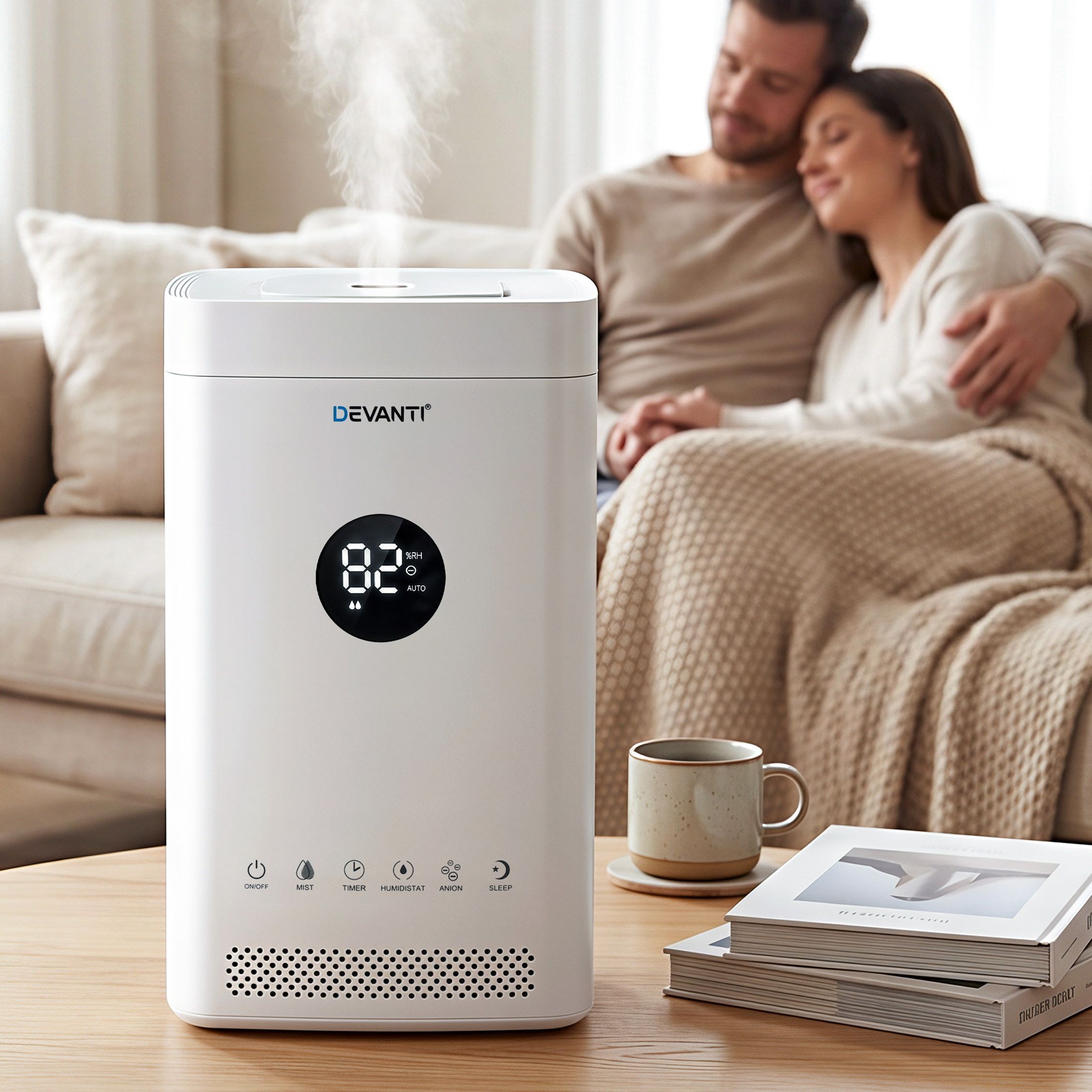 Devanti Ultrasonic Humidifier Air Purifier Top Fill Auto Humidity 3.5L White - Image 8