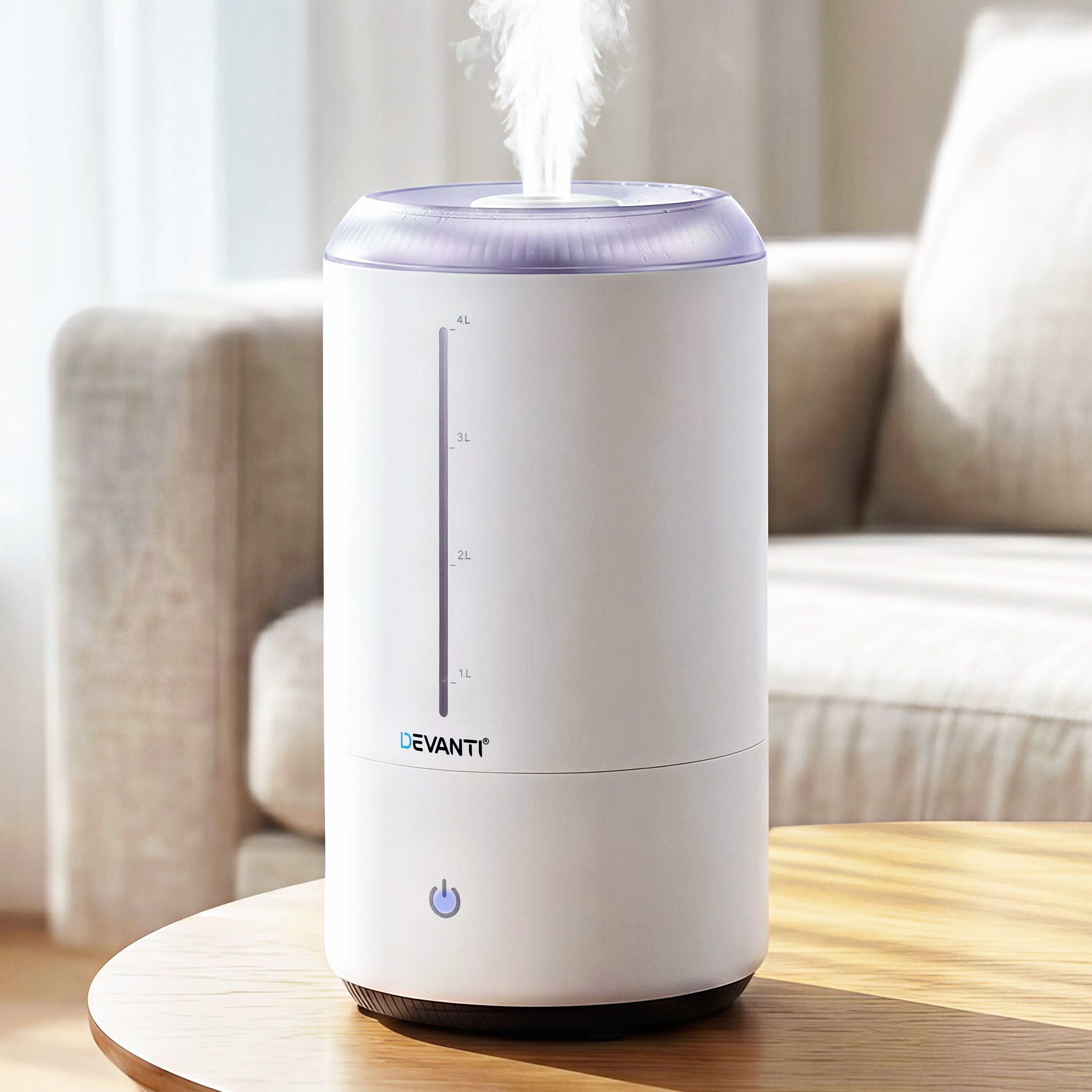Devanti Ultrasonic Humidifier Aroma Diffuser Top Fill Quiet Bedroom 4L White - Image 1