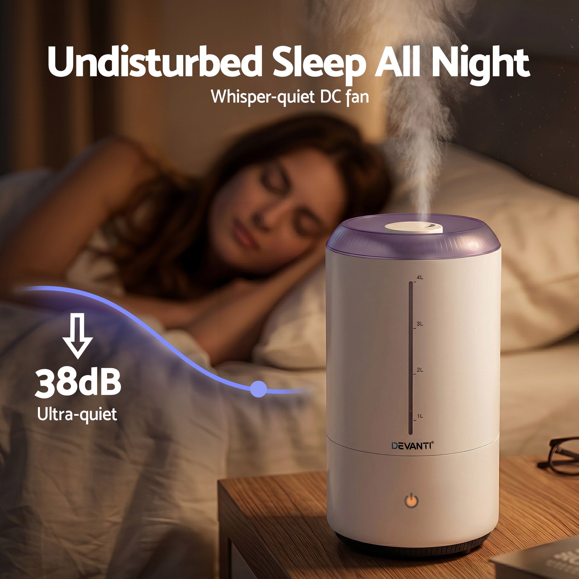 Devanti Ultrasonic Humidifier Aroma Diffuser Top Fill Quiet Bedroom 4L White - Image 6