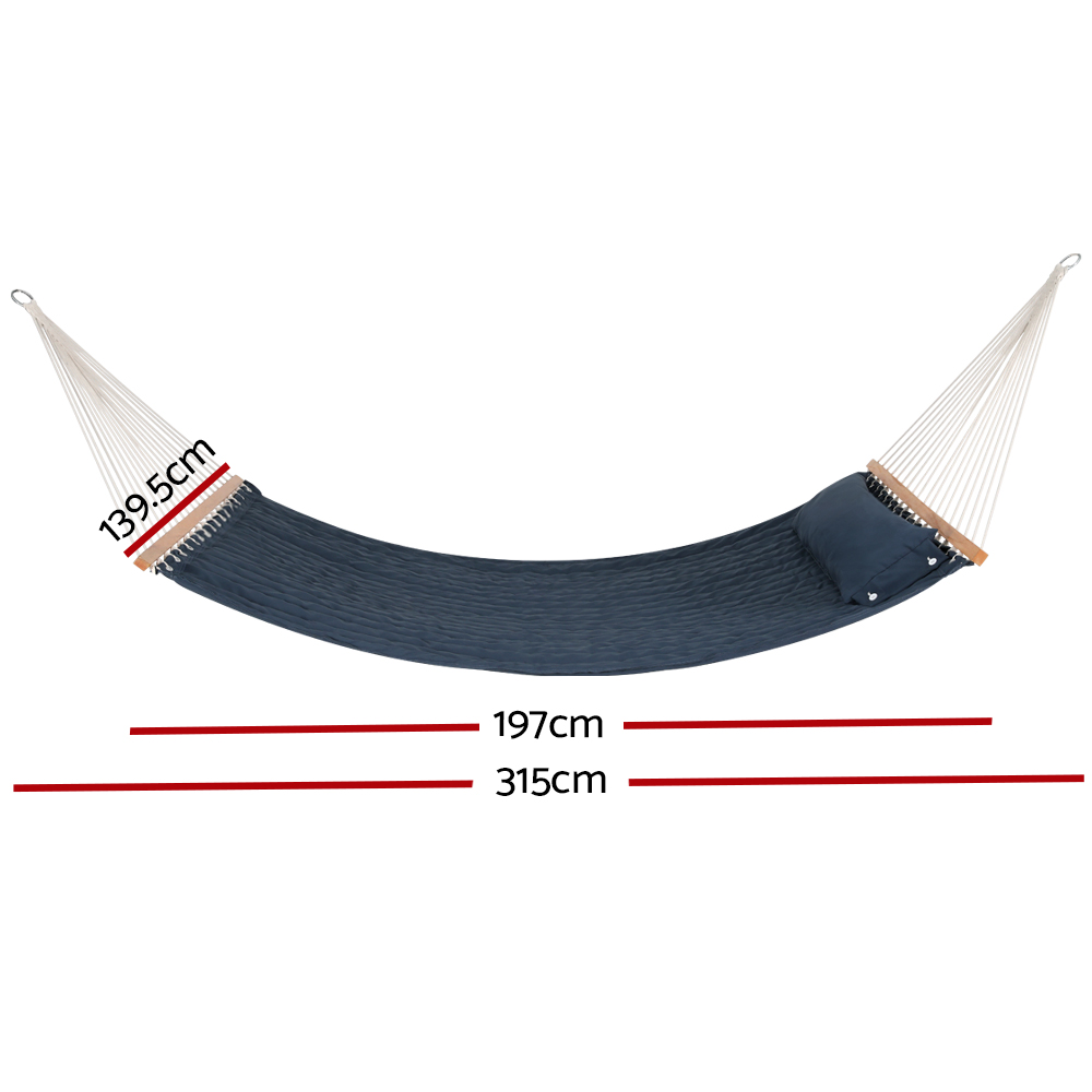 Gardeon Hammock Bed Outdoor Portable Hanging Chair Camping Blue - Image 2