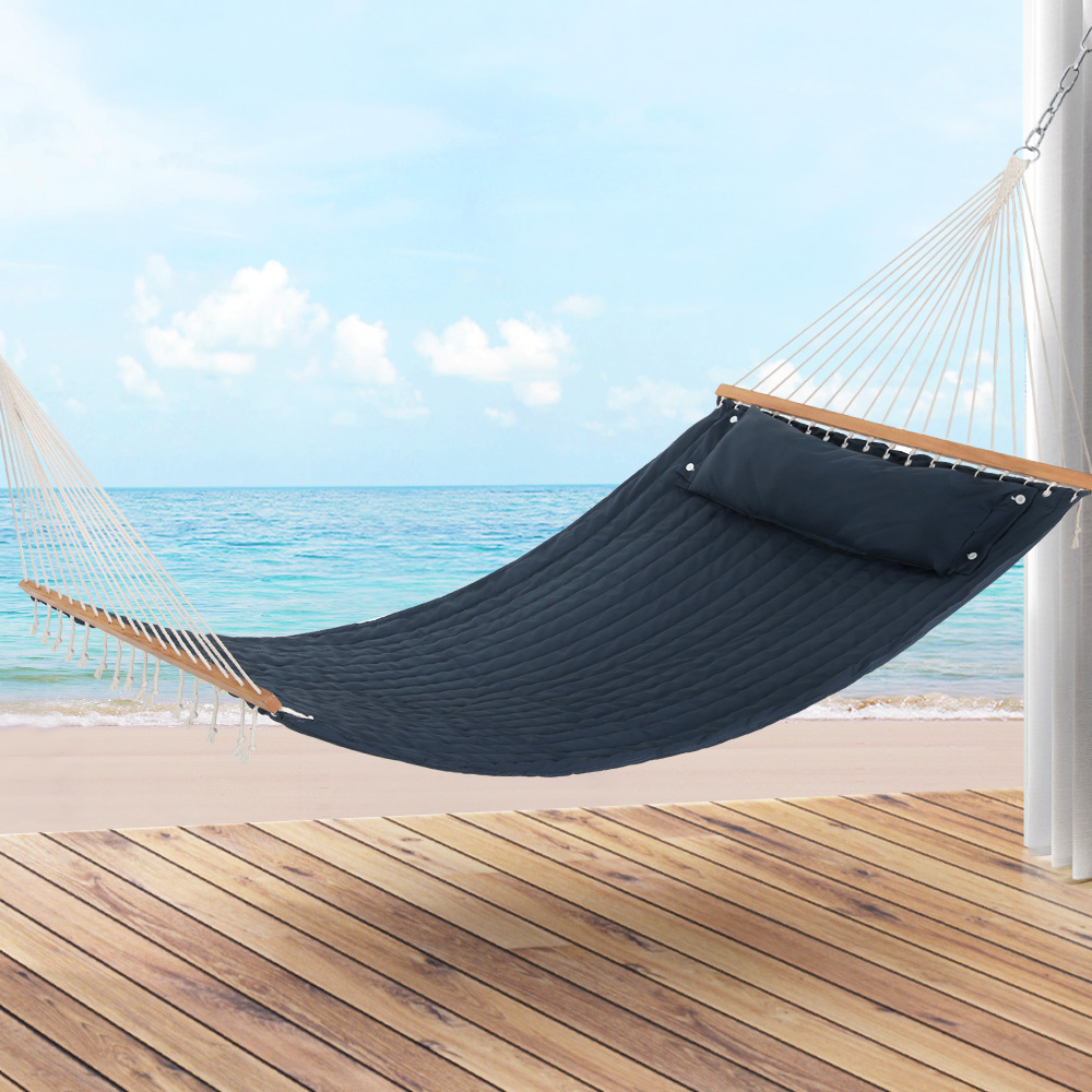 Gardeon Hammock Bed Outdoor Portable Hanging Chair Camping Blue - Image 5