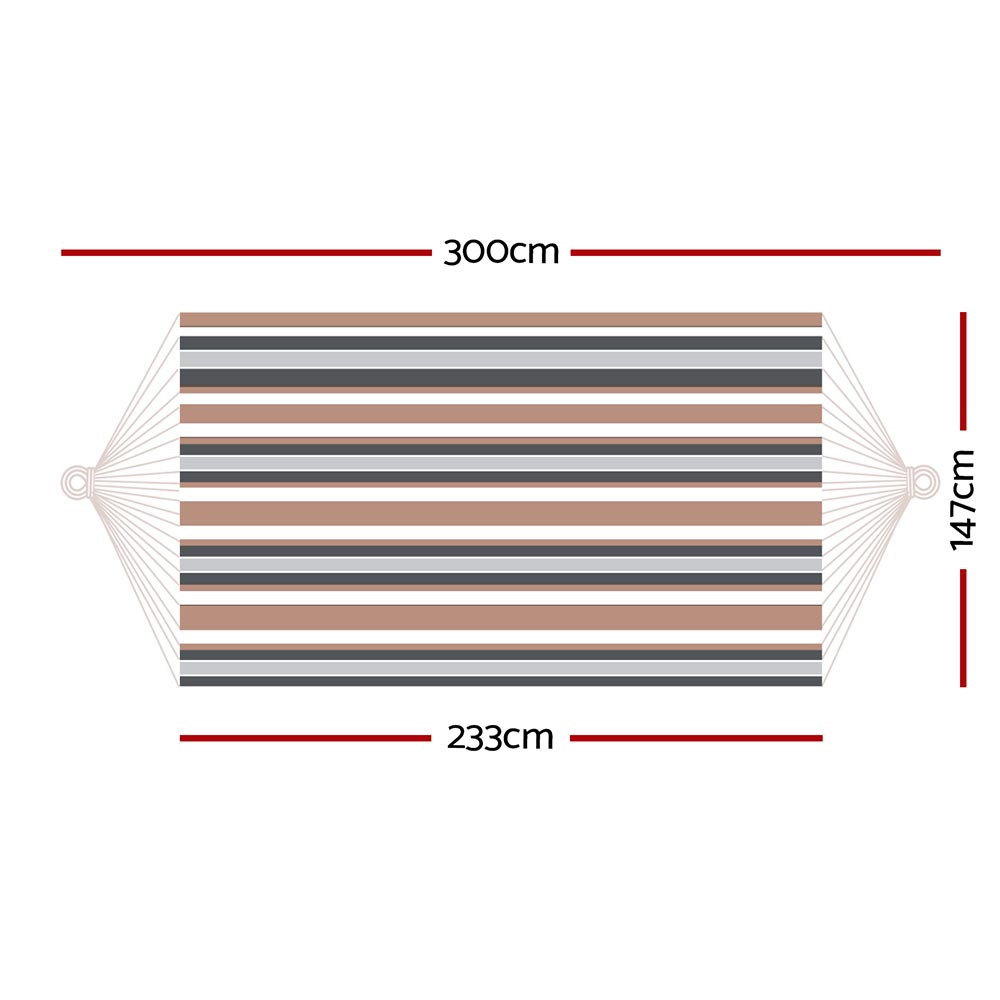 Gardeon Hammock Bed Outdoor Camping Hammocks Beige Grey - Image 2