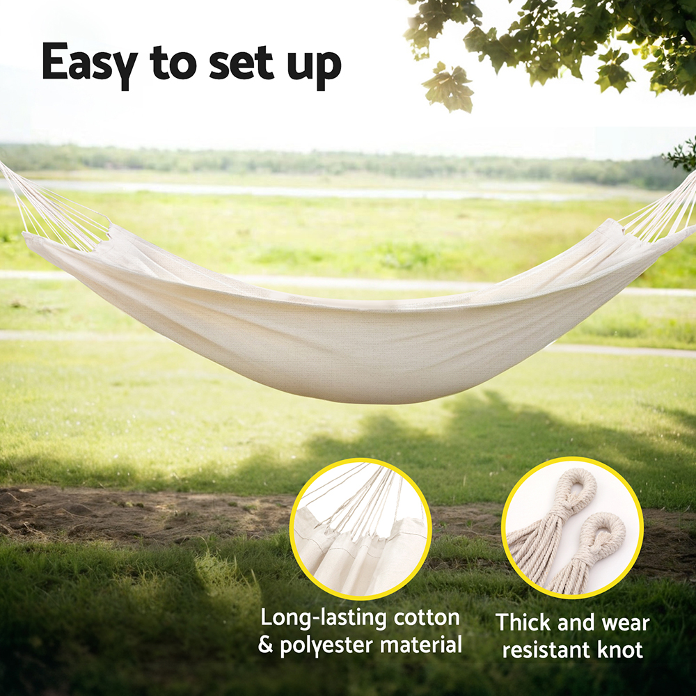 Gardeon Hammock Bed w/ Travel Bag Outdoor Lounge Chair Cream - Image 6