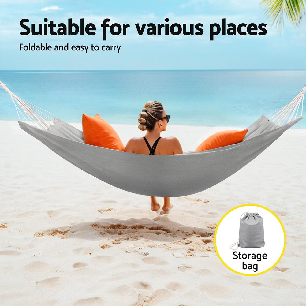 Gardeon Hammock Bed w/ Travel Bag Outdoor Lounge Chair Grey - Image 5