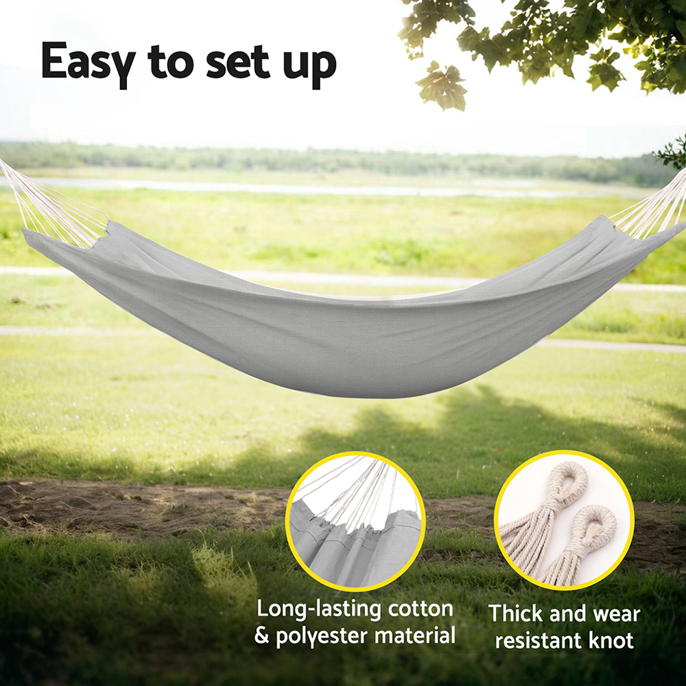Gardeon Hammock Bed w/ Travel Bag Outdoor Lounge Chair Grey - Image 6