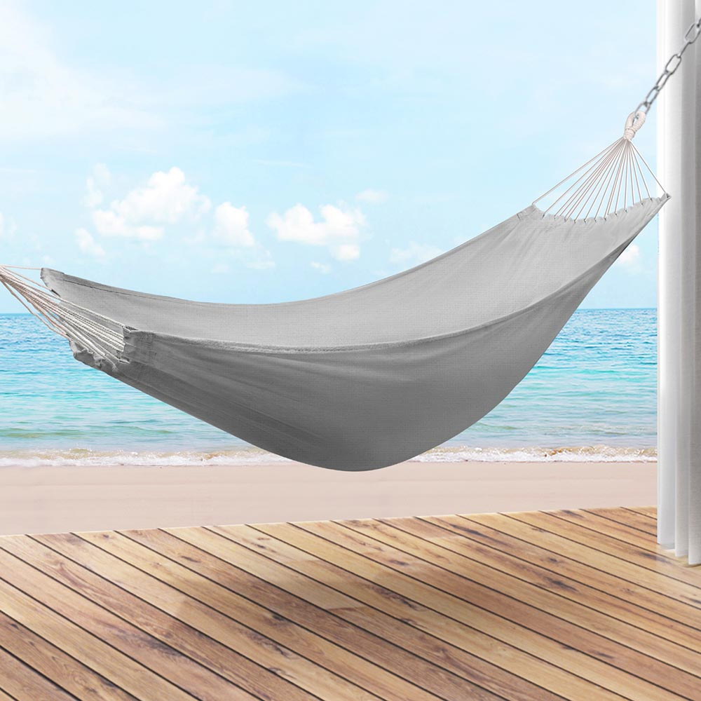 Gardeon Hammock Bed w/ Travel Bag Outdoor Lounge Chair Grey - Image 7
