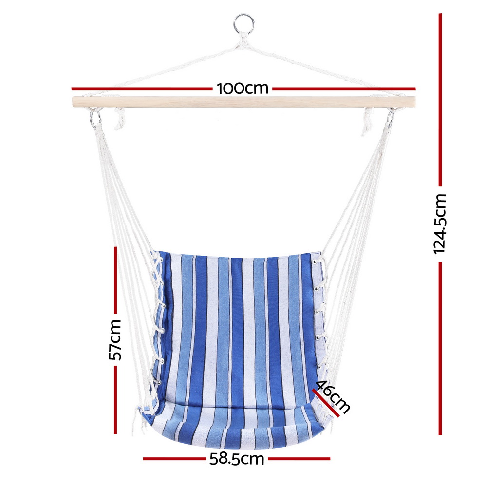 Gardeon Hammock Chair Swing Camping Blue - Image 2